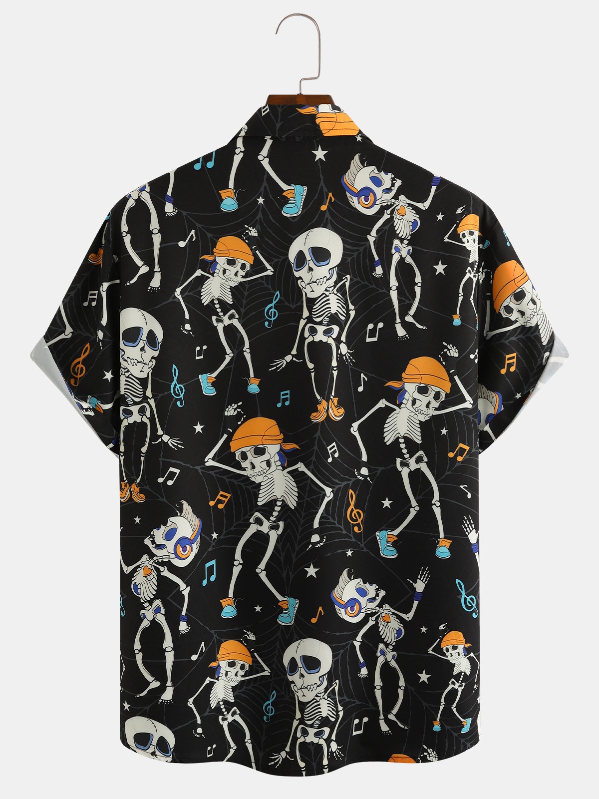 Men's Halloween Skull Graphic Print Short Sleeve Shirt