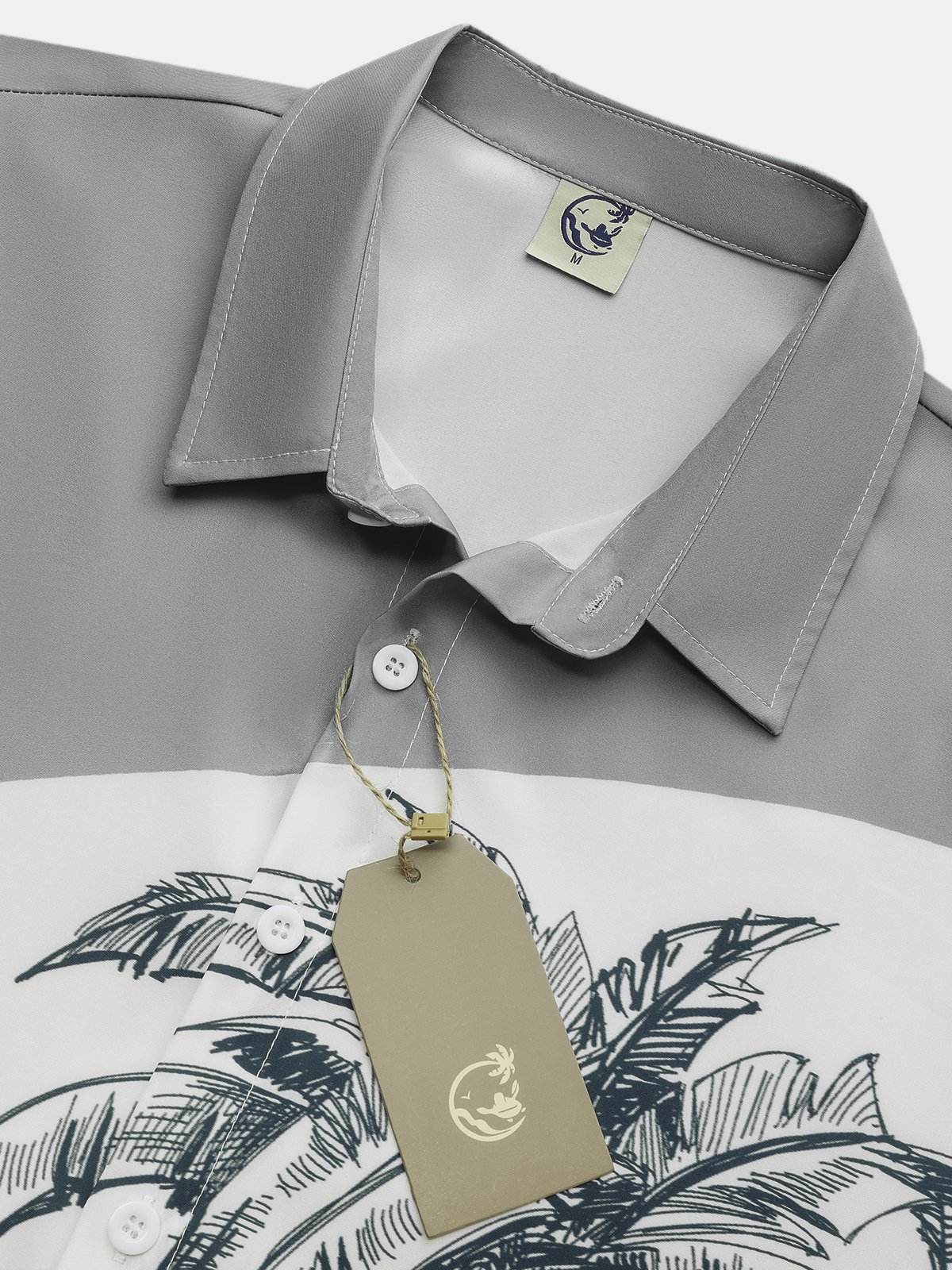 Hardaddy Mens Coconut Print Lapel Loose Short Sleeve Trendy Hawaiian Shirt