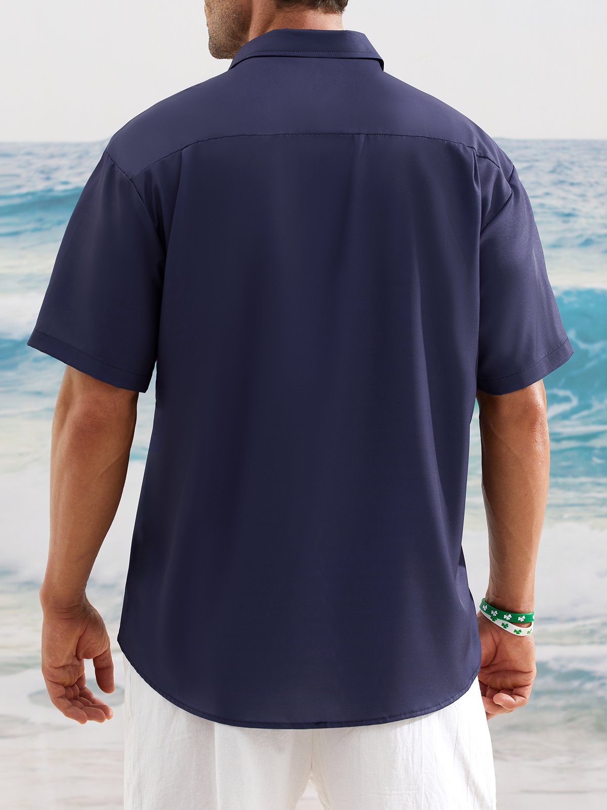 Hardaddy Hawaiian Button Up Shirt for Men Blue St. Patrick's Day Lucky Clover Regular Fit Short Sleeve Bowling Shirt St Paddy's Day Shirt