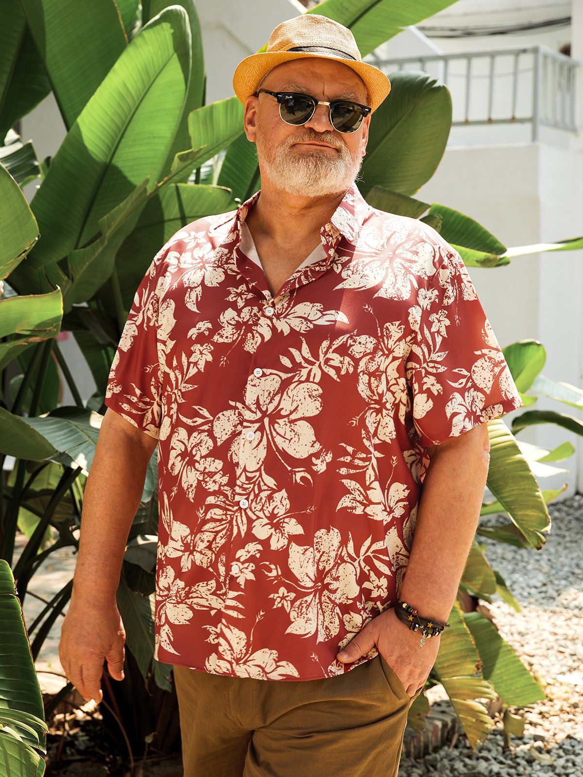 Hardaddy Big Size Floral Chest Pocket Short Sleeve Hawaiian Shirt