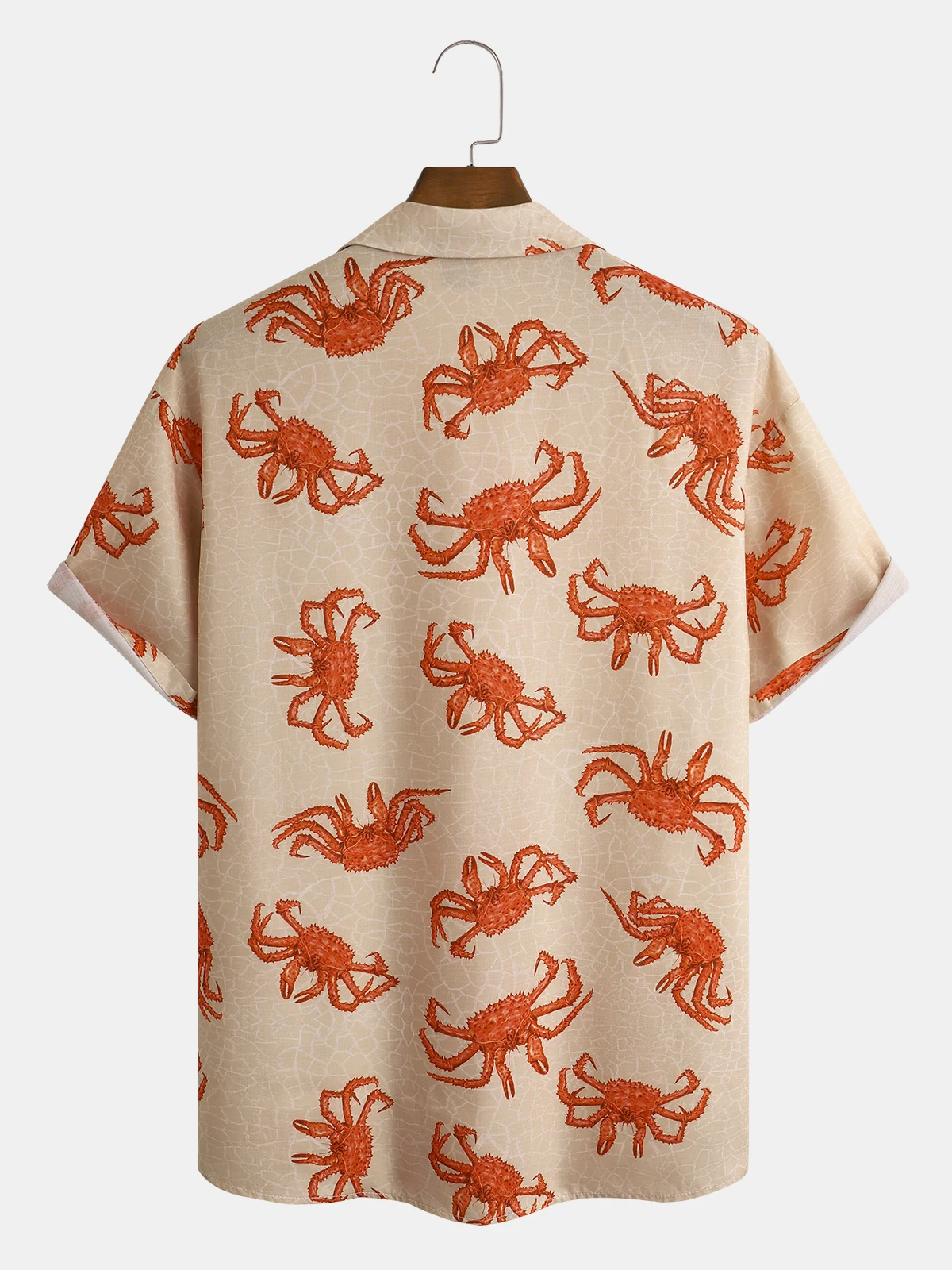 King Crab Print Chest Pocket Short Sleeve Resort Shirt