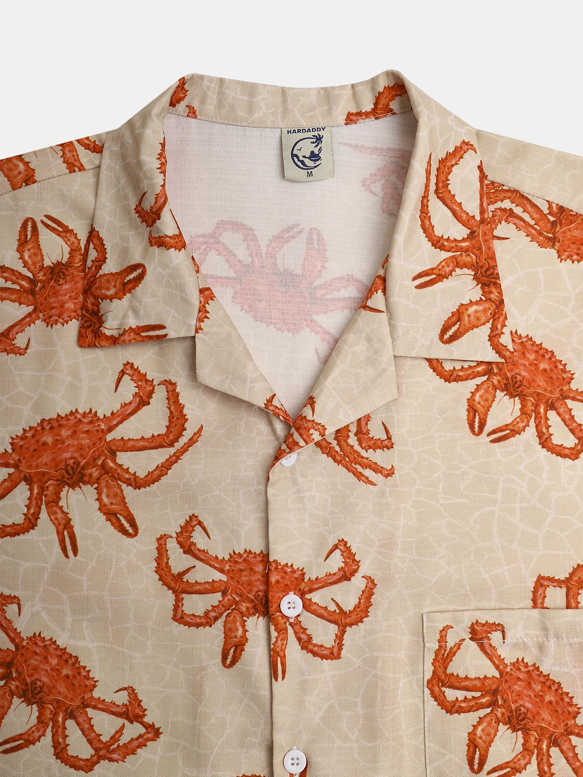 King Crab Print Chest Pocket Short Sleeve Resort Shirt