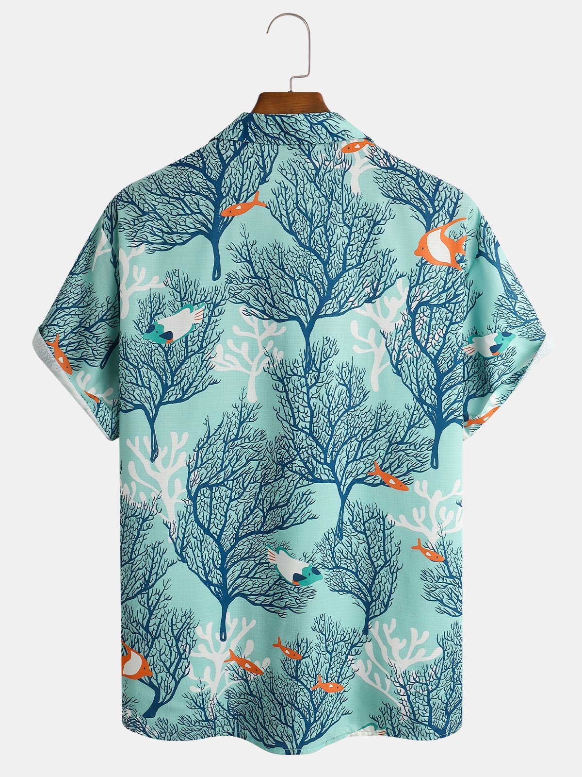 Coral Chest Pocket Short Sleeve Aloha Shirt