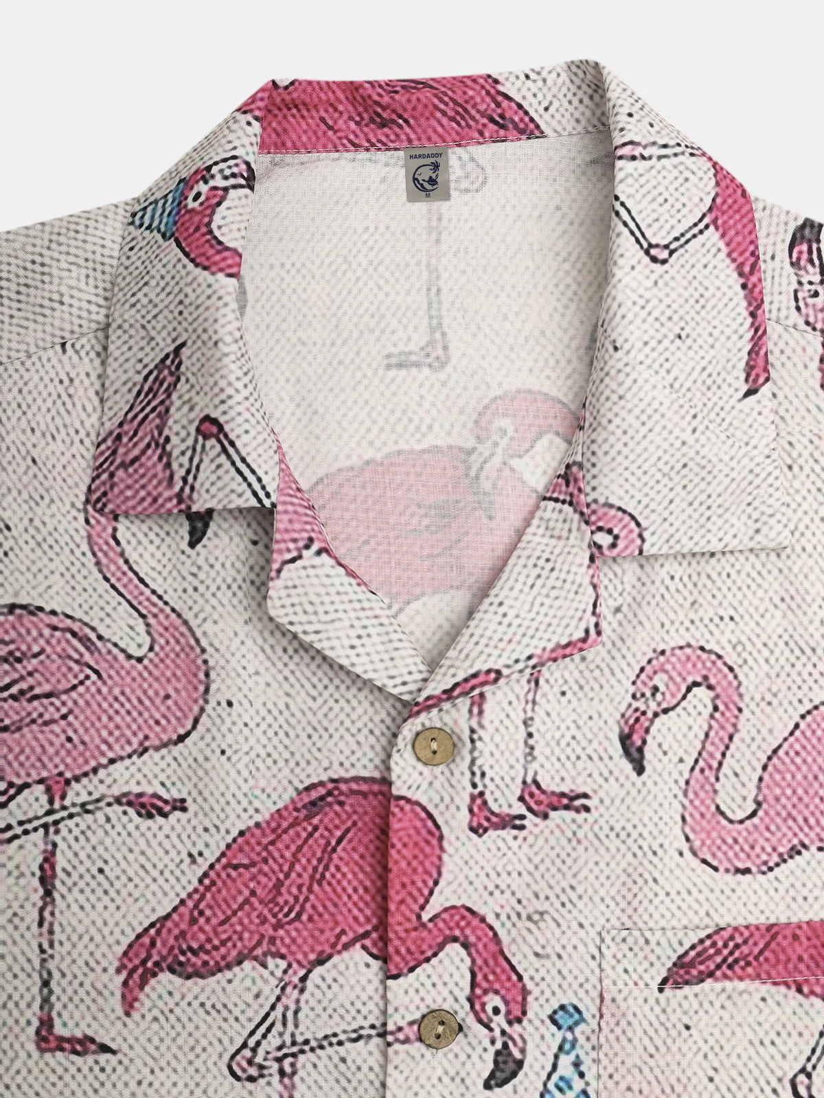 Flamingo Chest Pocket Short Sleeve Aloha Shirt