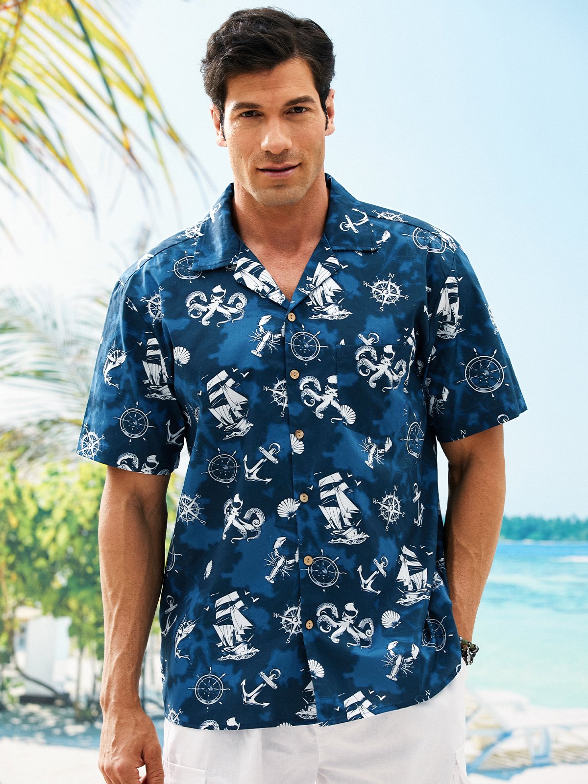 Hardaddy® Cotton Nautical Elements Aloha Shirt