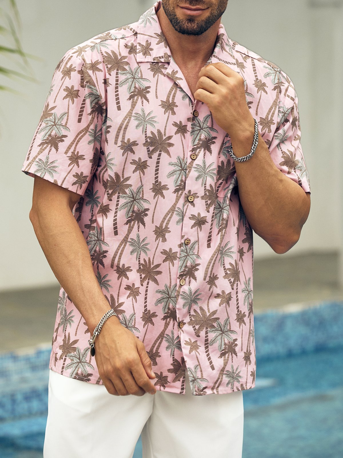 Hardaddy® Cotton Coconut Tree Chest Pocket Resort Shirt