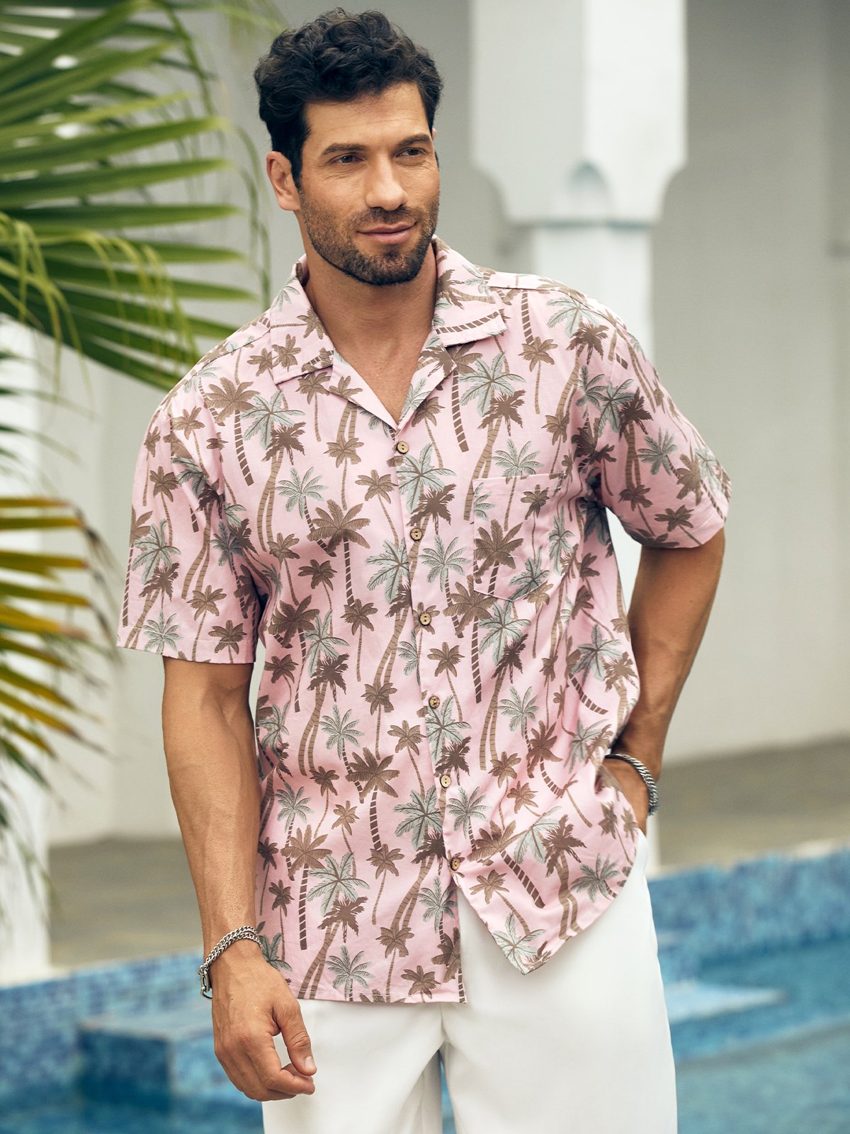 Hardaddy® Cotton Coconut Tree Chest Pocket Resort Shirt