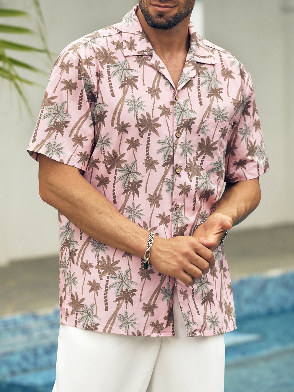 Hardaddy® Cotton Coconut Tree Chest Pocket Resort Shirt