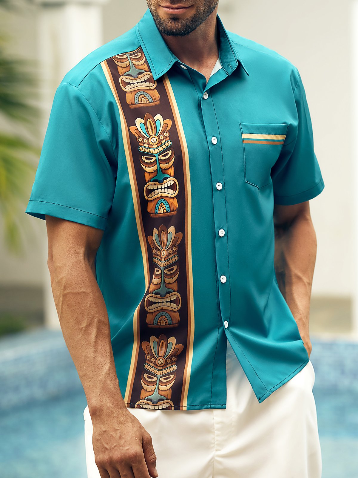 Hardaddy TIKI Chest Pocket Short Sleeve Bowling Shirt