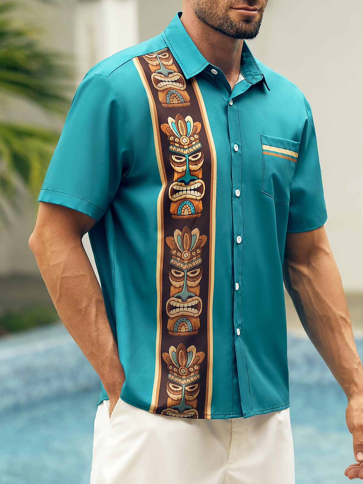 Hardaddy TIKI Chest Pocket Short Sleeve Bowling Shirt