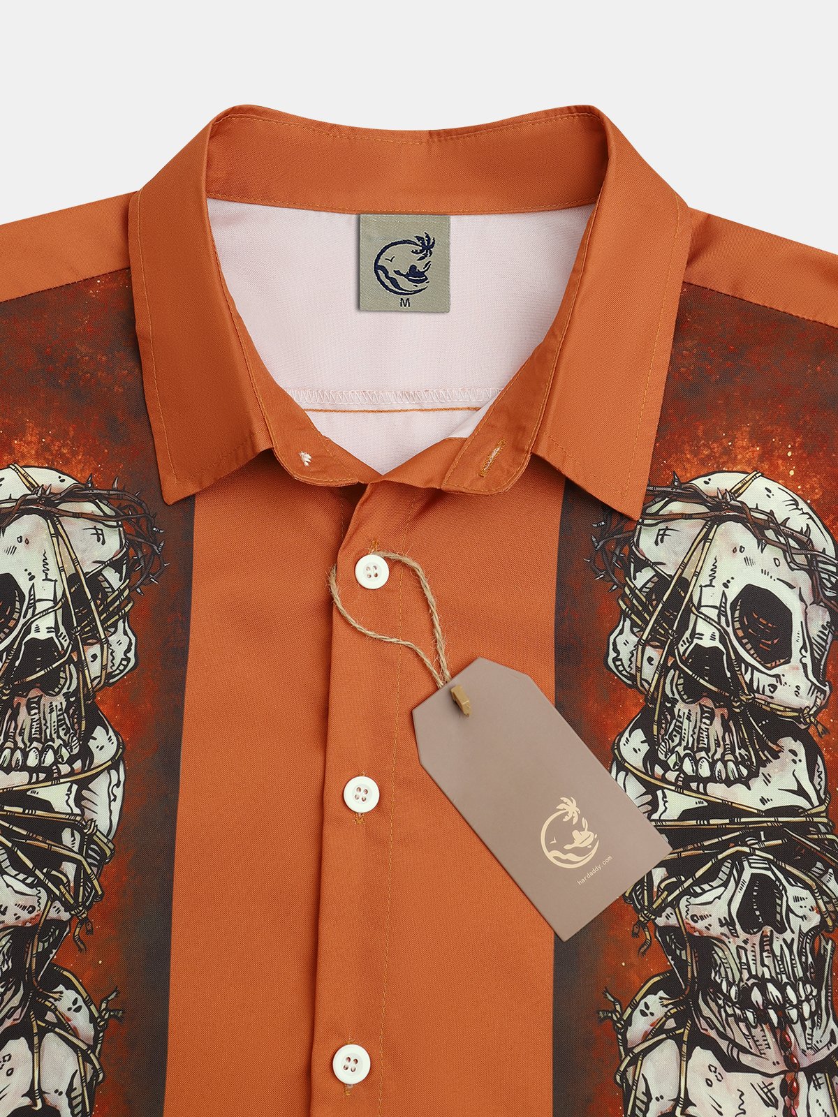 Men's Halloween Pumpkin Print Anti-Wrinkle Moisture Wicking Fabric Fashion Hawaiian Lapel Short Sleeve Shirt