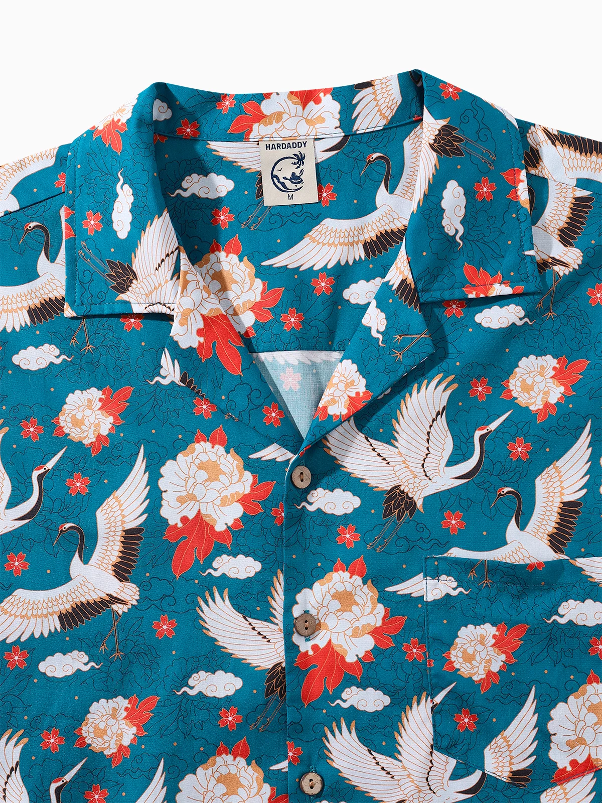 Hardaddy® Cotton Ukiyo-e Crane Chest Pocket Aloha Shirt