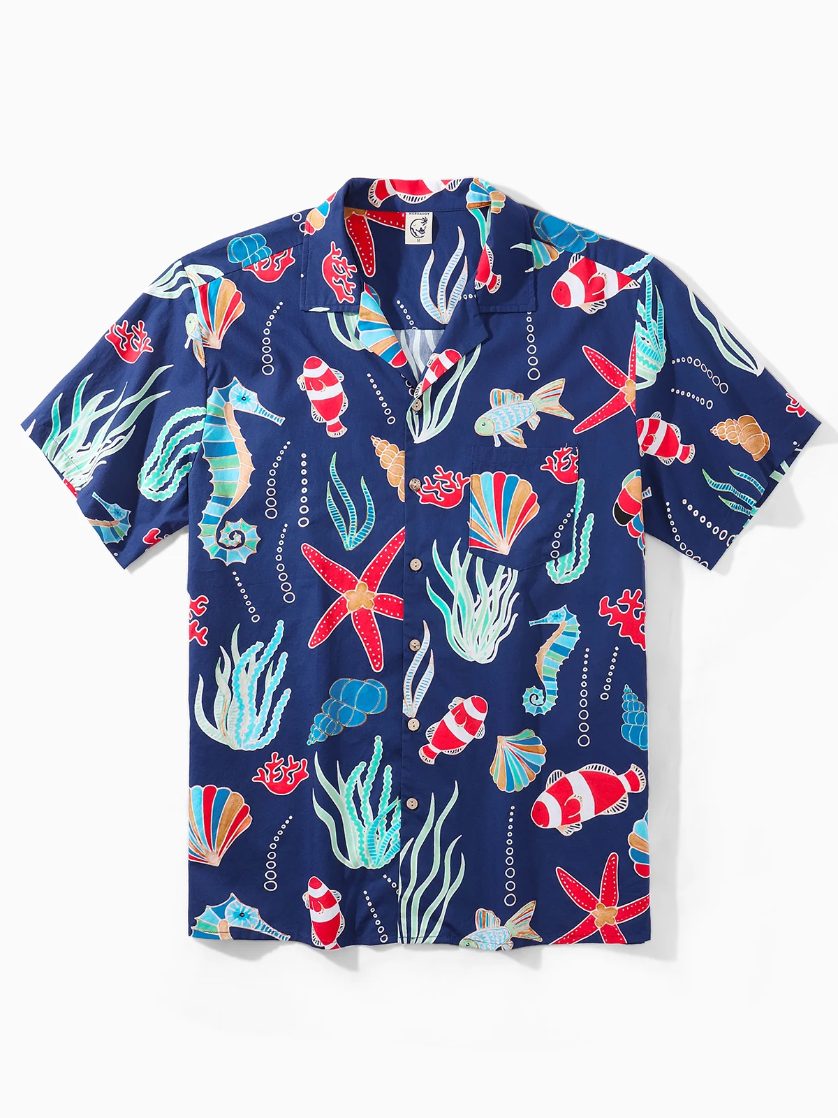 Hardaddy® Cotton Marine Life Chest Pocket Aloha Shirt