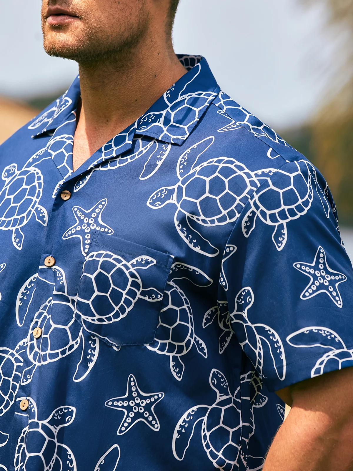 Hardaddy® Cotton Sea Turtle Chest Pocket Aloha Shirt