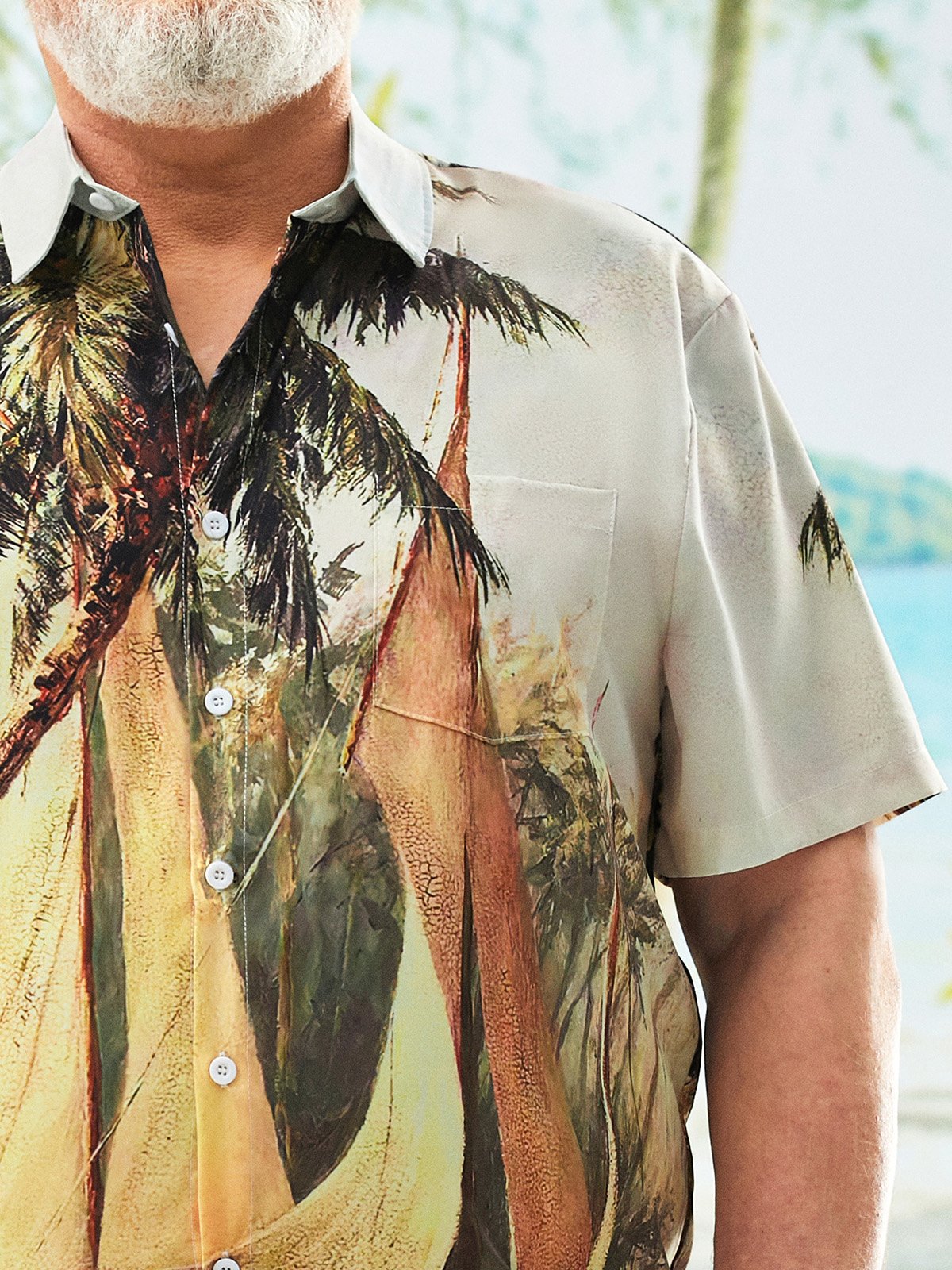 Hardaddy Big Size Coconut Tree Chest Pocket Short Sleeve Hawaiian Shirt