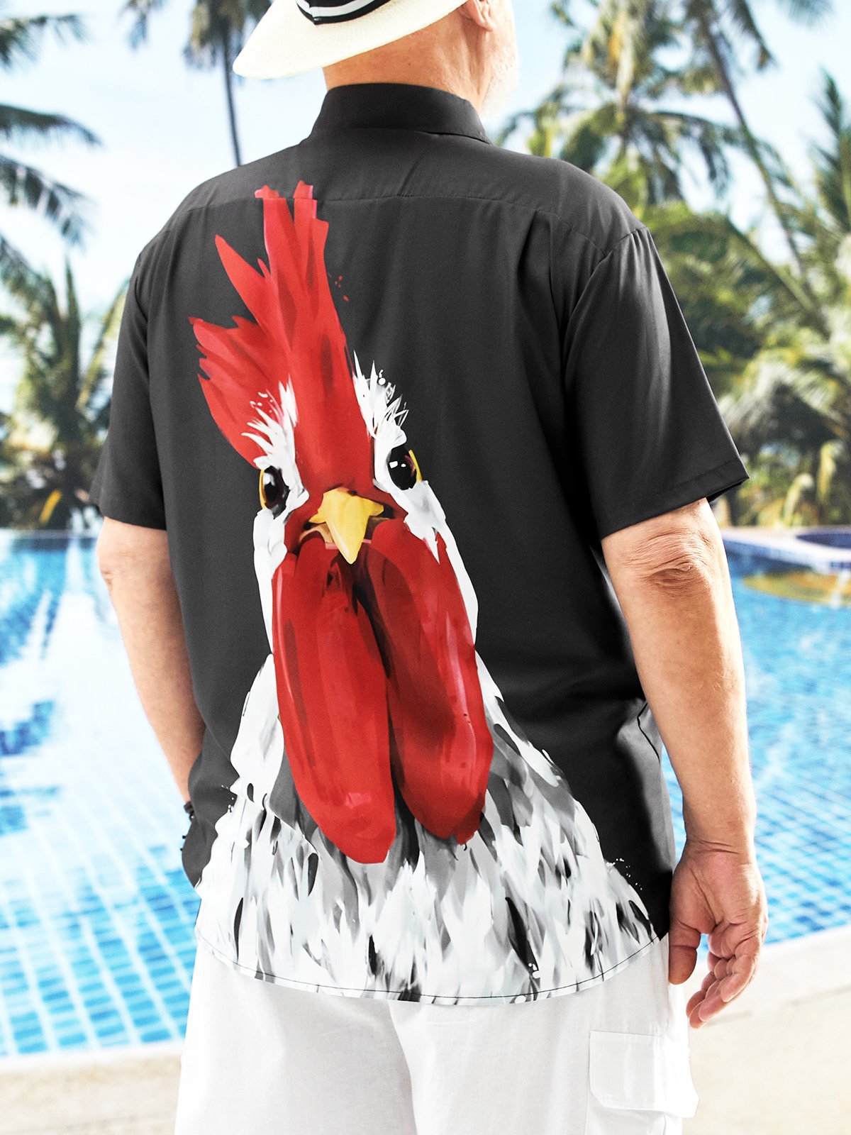 Hardaddy Big Size Rooster Chest Pocket Short Sleeve Shirt