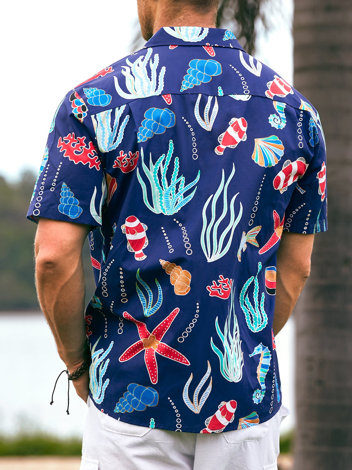 Hardaddy® Cotton Marine Life Chest Pocket Aloha Shirt