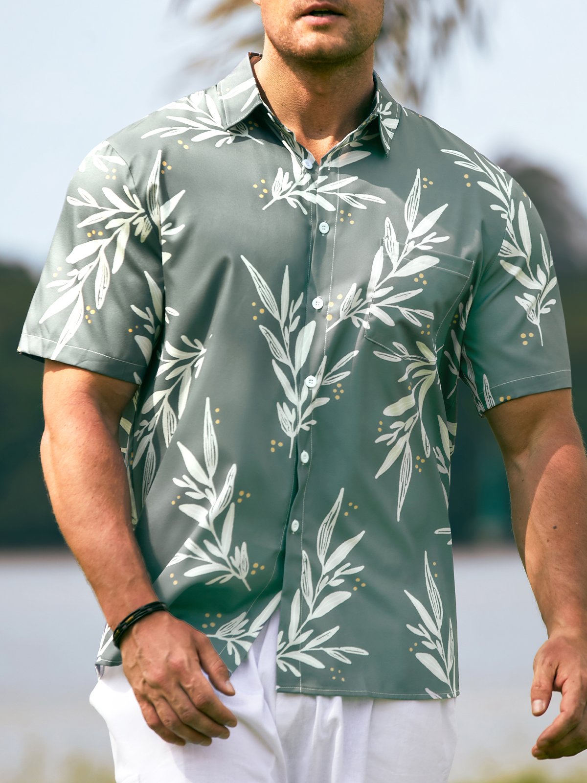 Hardaddy Men's Vintage Print Casual Breathable Short Sleeve Hawaiian Shirt