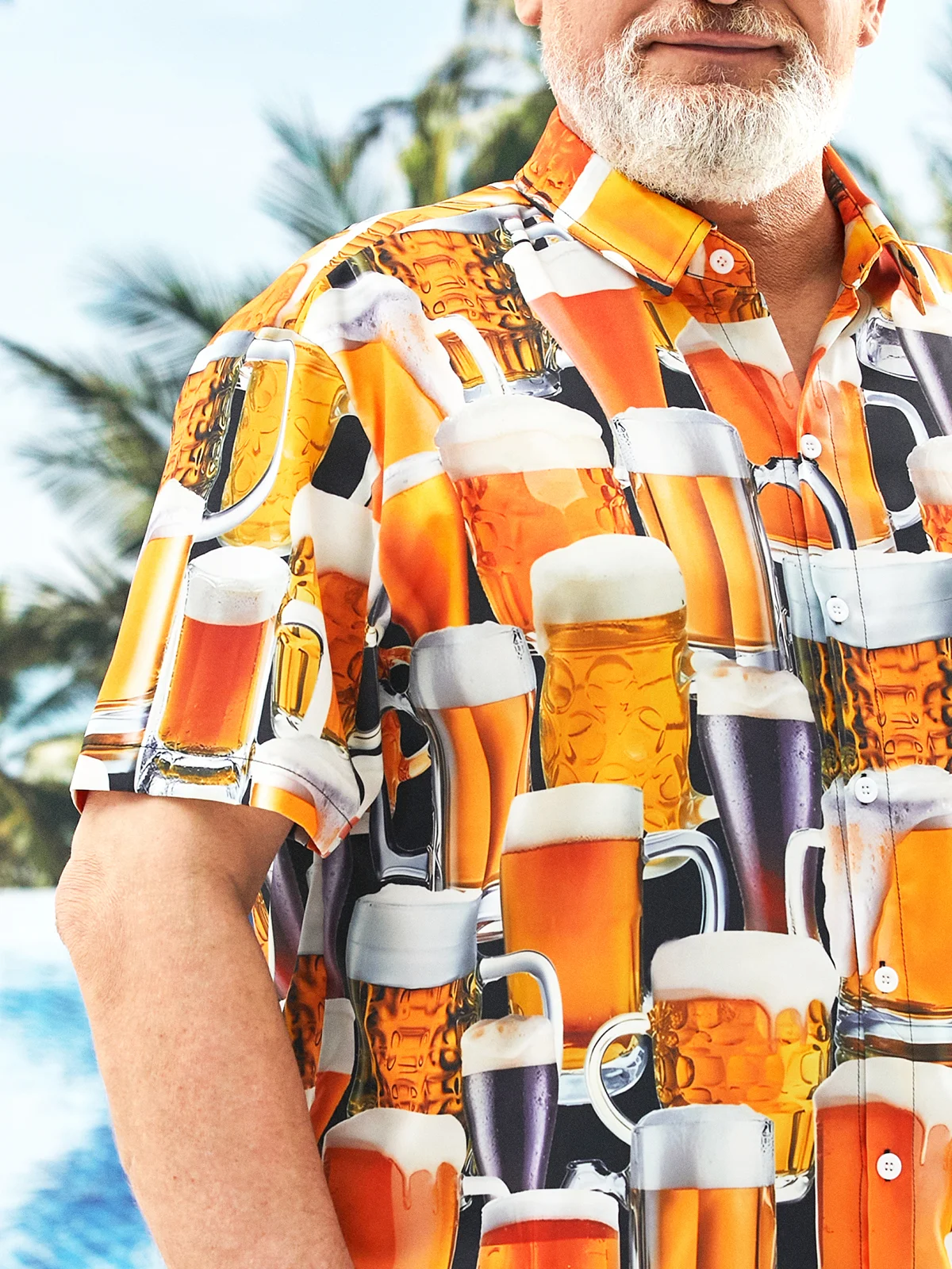 Hardaddy Big Size Beer Chest Pocket Short Sleeve Hawaiian Shirt