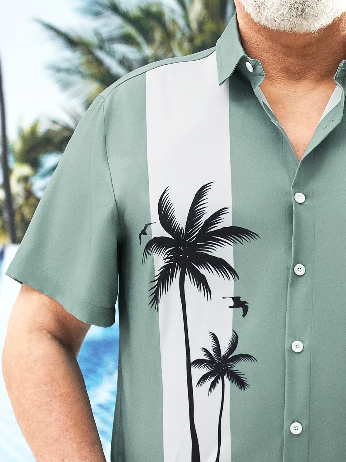 Hardaddy Big Size Coconut Tree Chest Pocket Short Sleeve Bowling Shirt