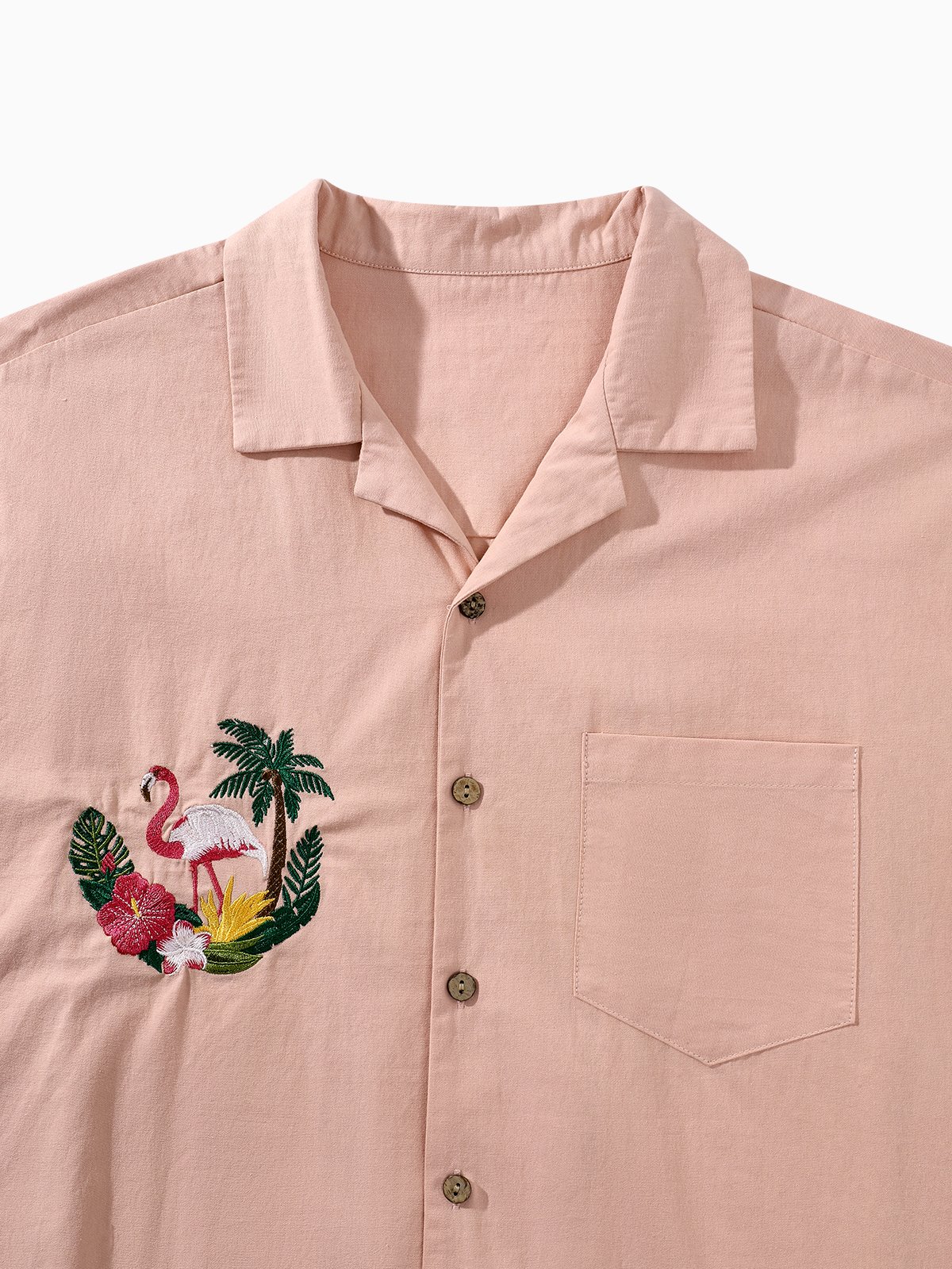 Hardaddy® Cotton Flamingo Embroidered Aloha Shirt