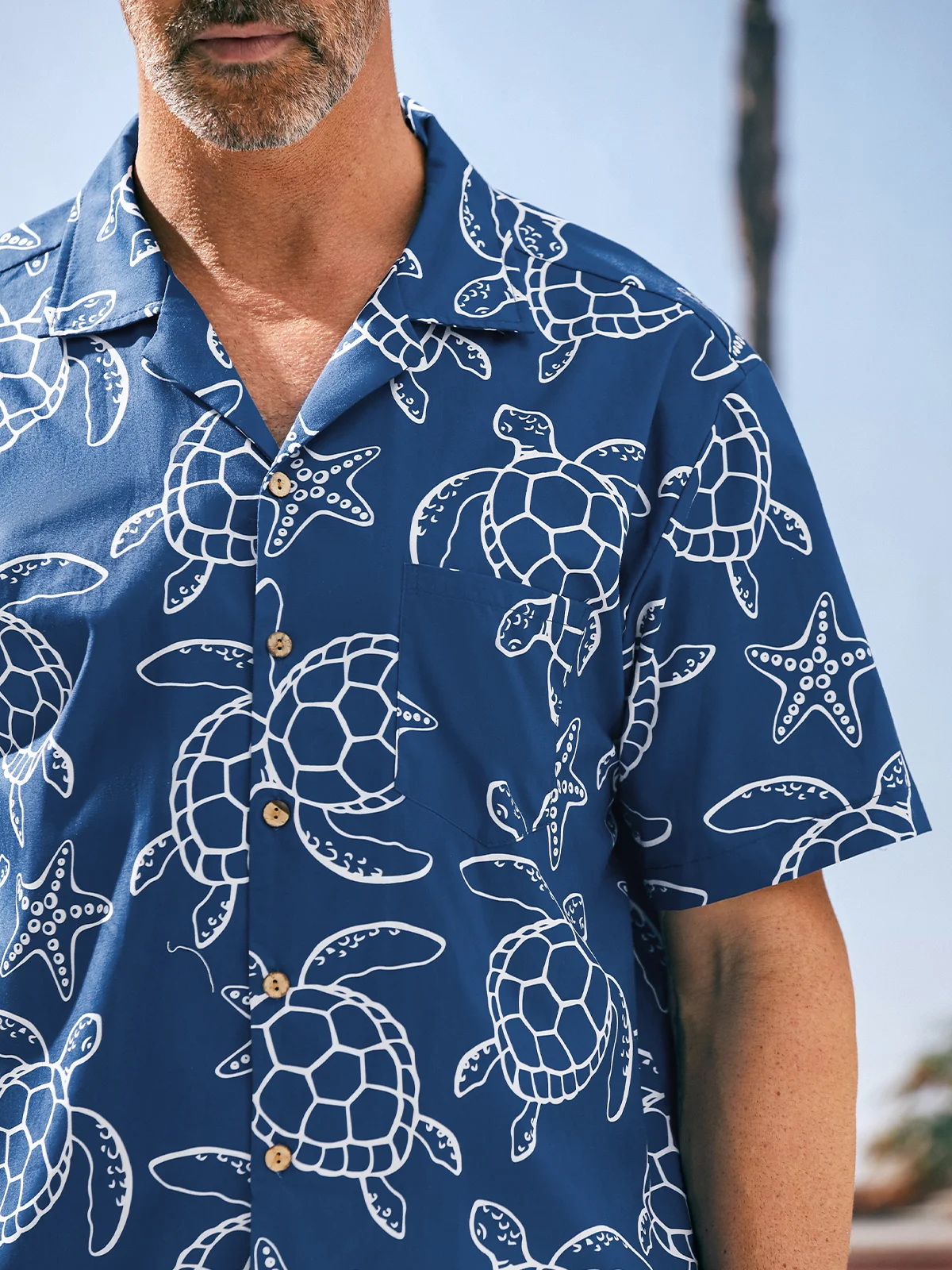 Hardaddy® Cotton Sea Turtle Chest Pocket Aloha Shirt