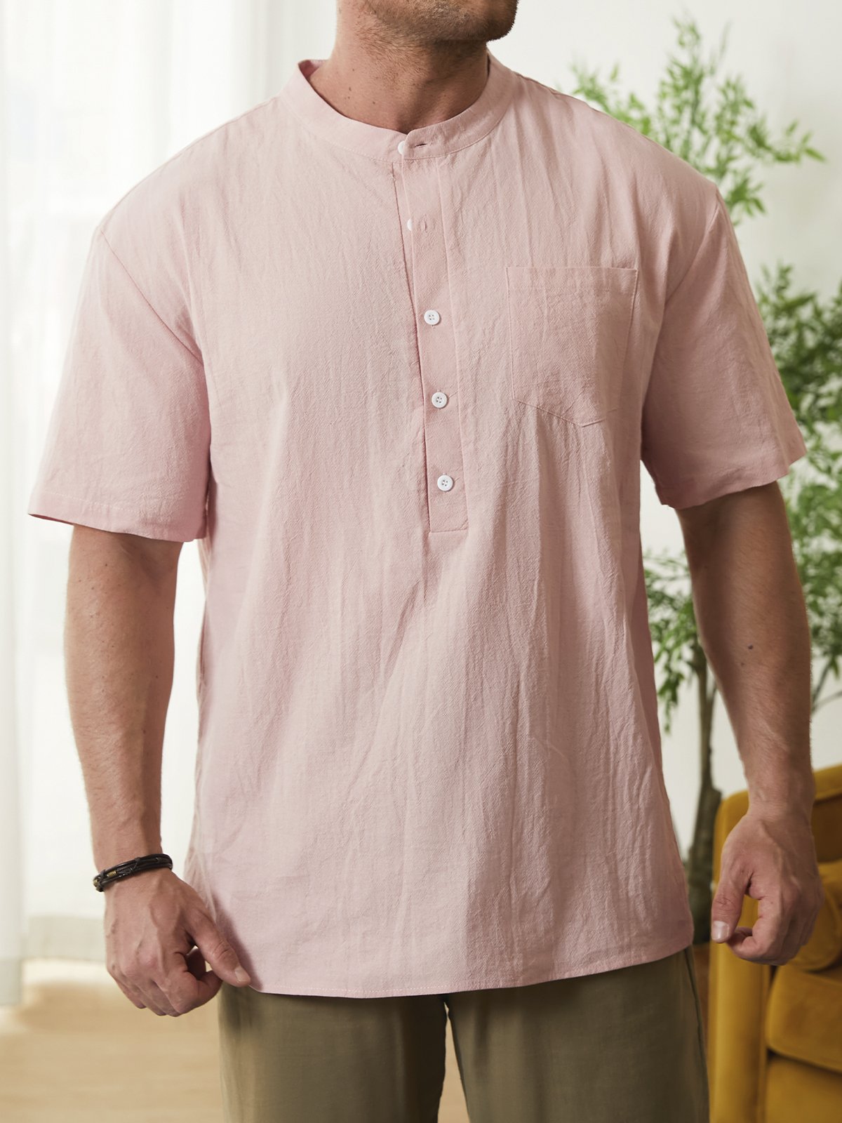 Hardaddy® Cotton Plain Henley Collar Resort Shirt