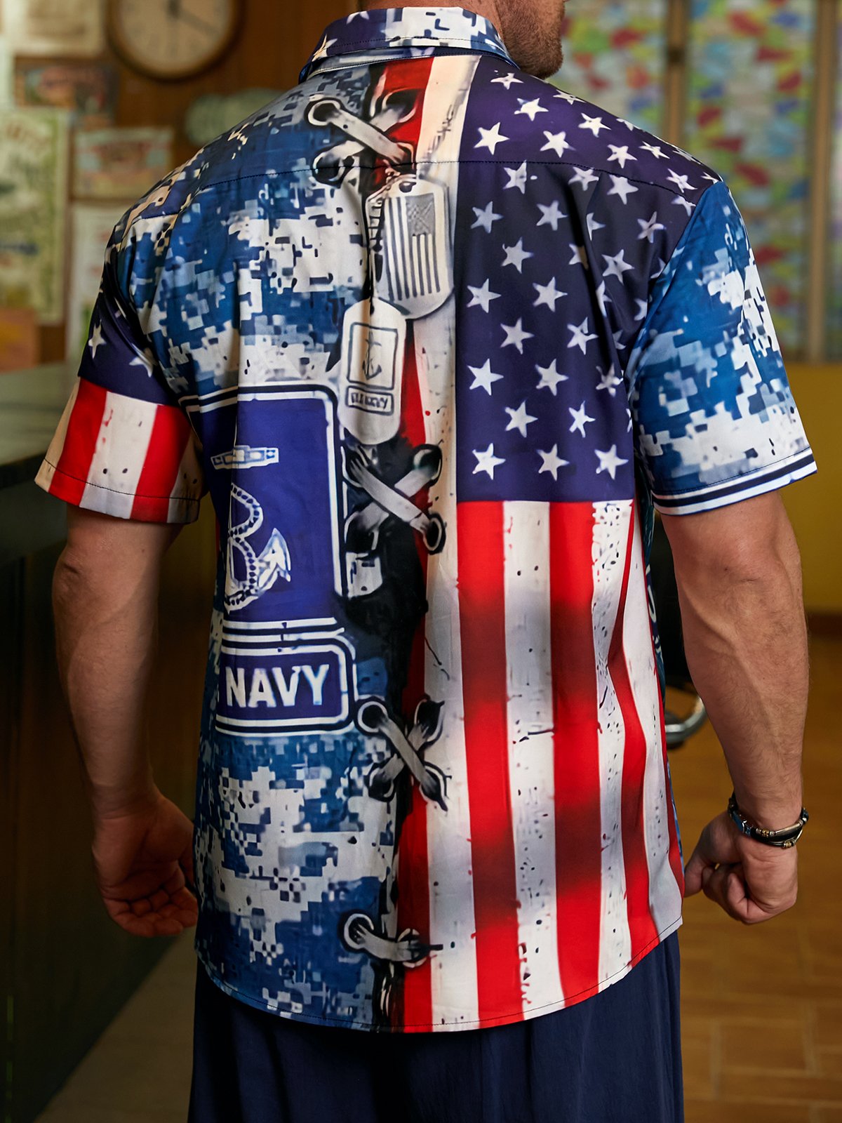 Hardaddy Veterans Navy Chest Pocket Short Sleeve Casual Shirt