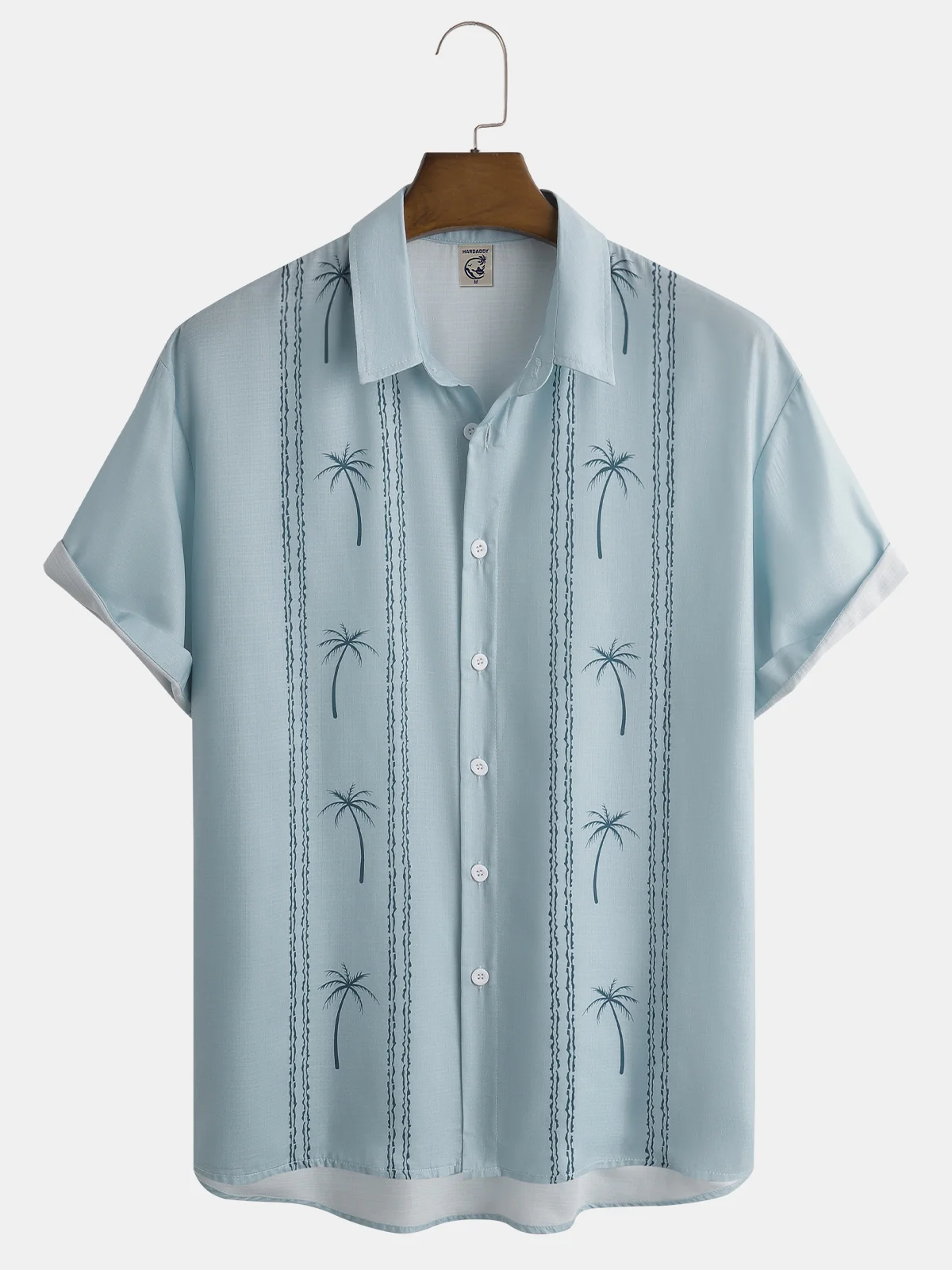 Hardaddy Coconut Tree Print Short Sleeve Bowling Shirt
