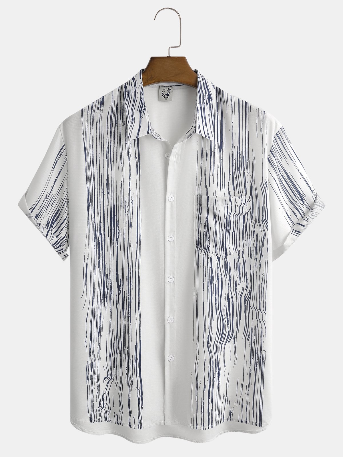 Striped Chest Pocket Short Sleeve Casual Shirt