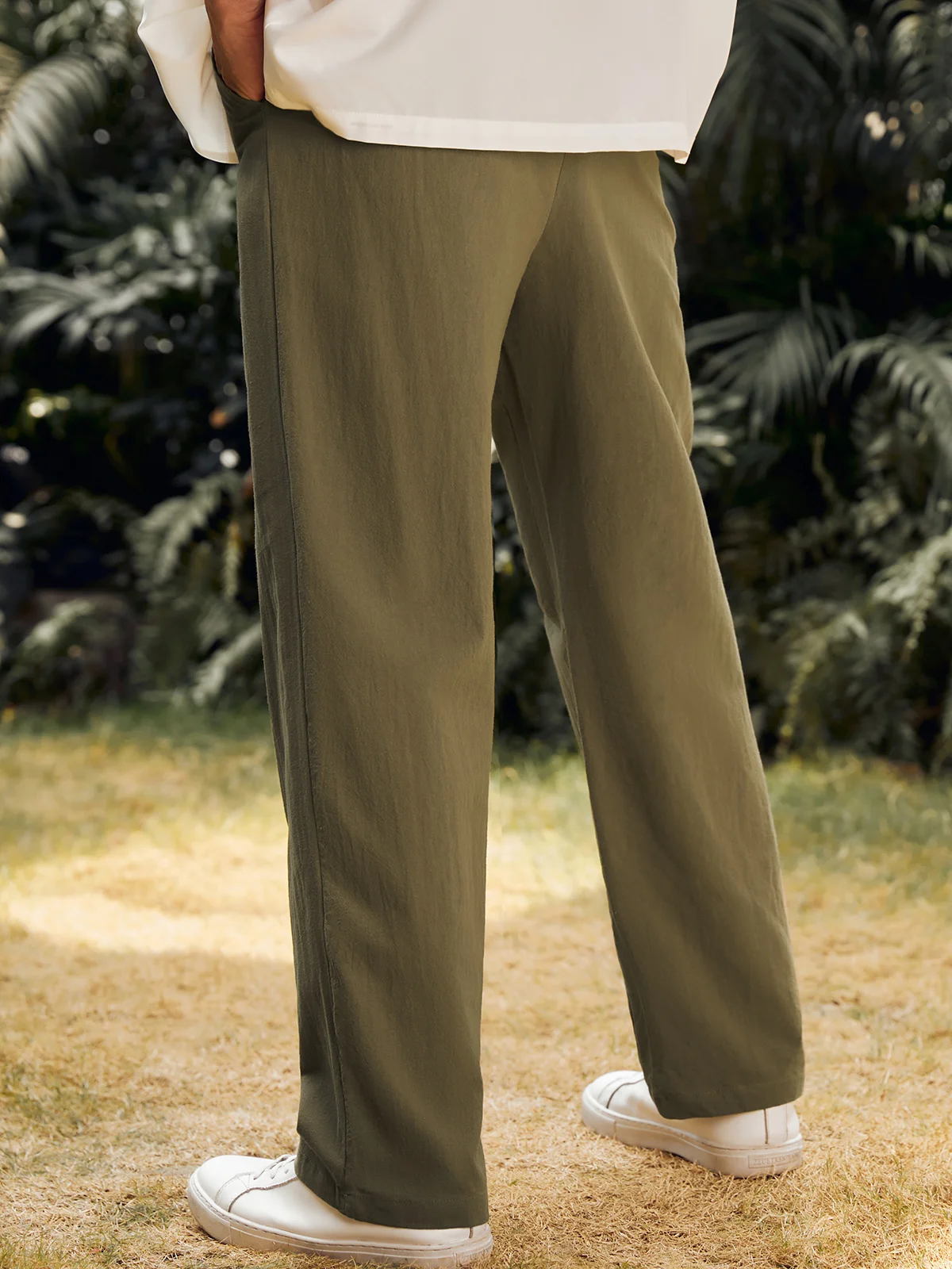 Cotton and Linen Plain Hawaiian Casual Trousers