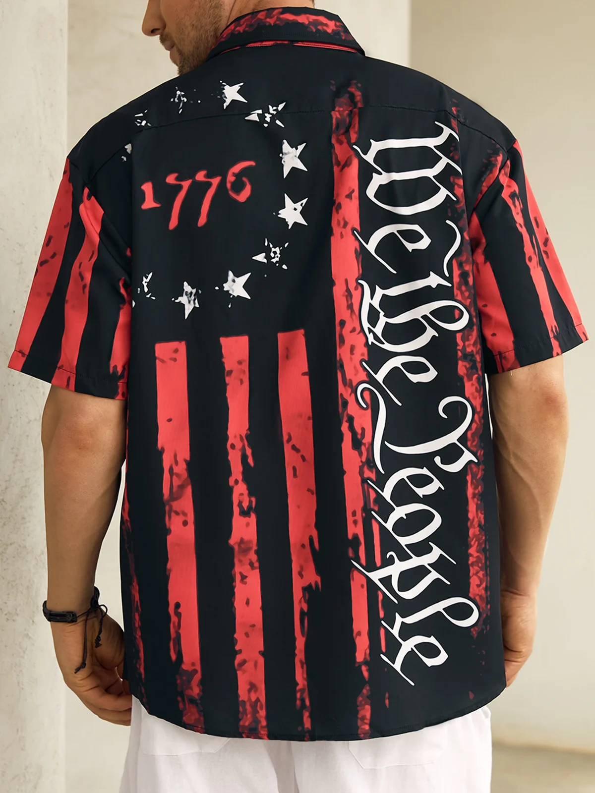 Independence Day Chest Pocket Short Sleeve Shirt