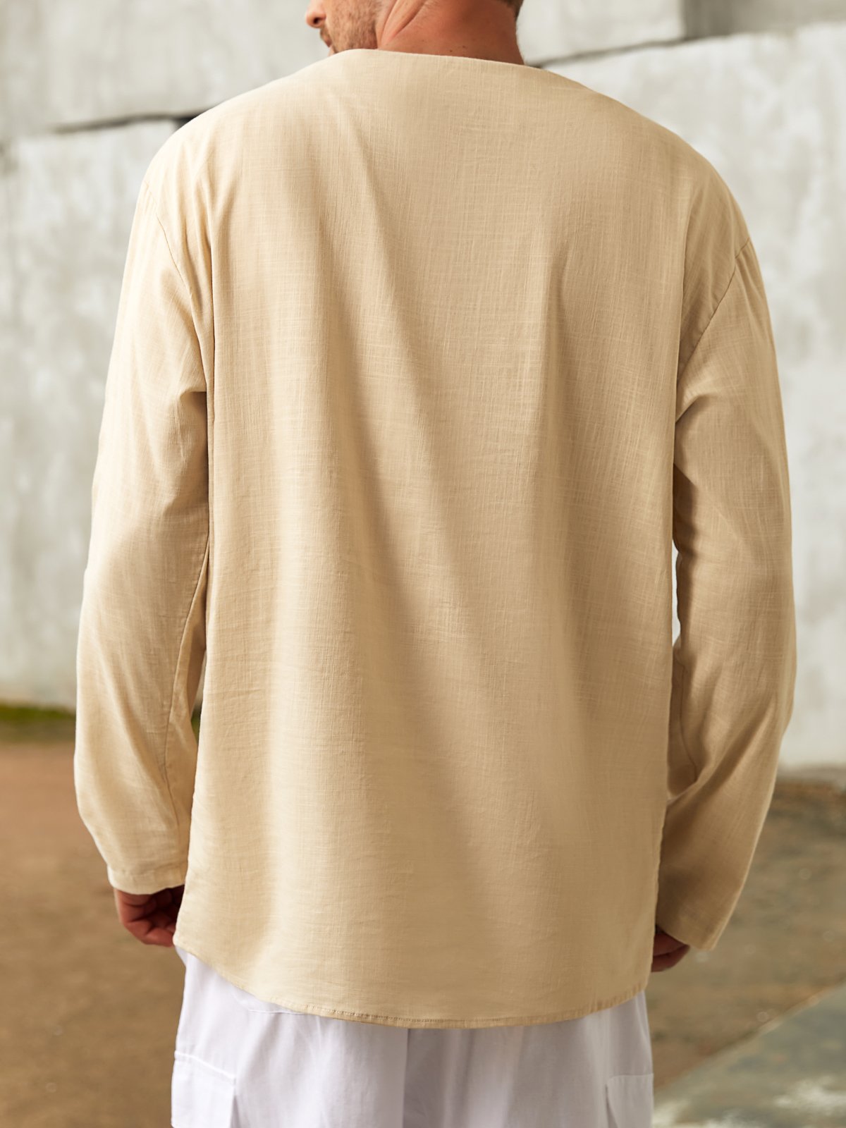 Hardaddy Cotton Long Sleeve V Neck Shirt