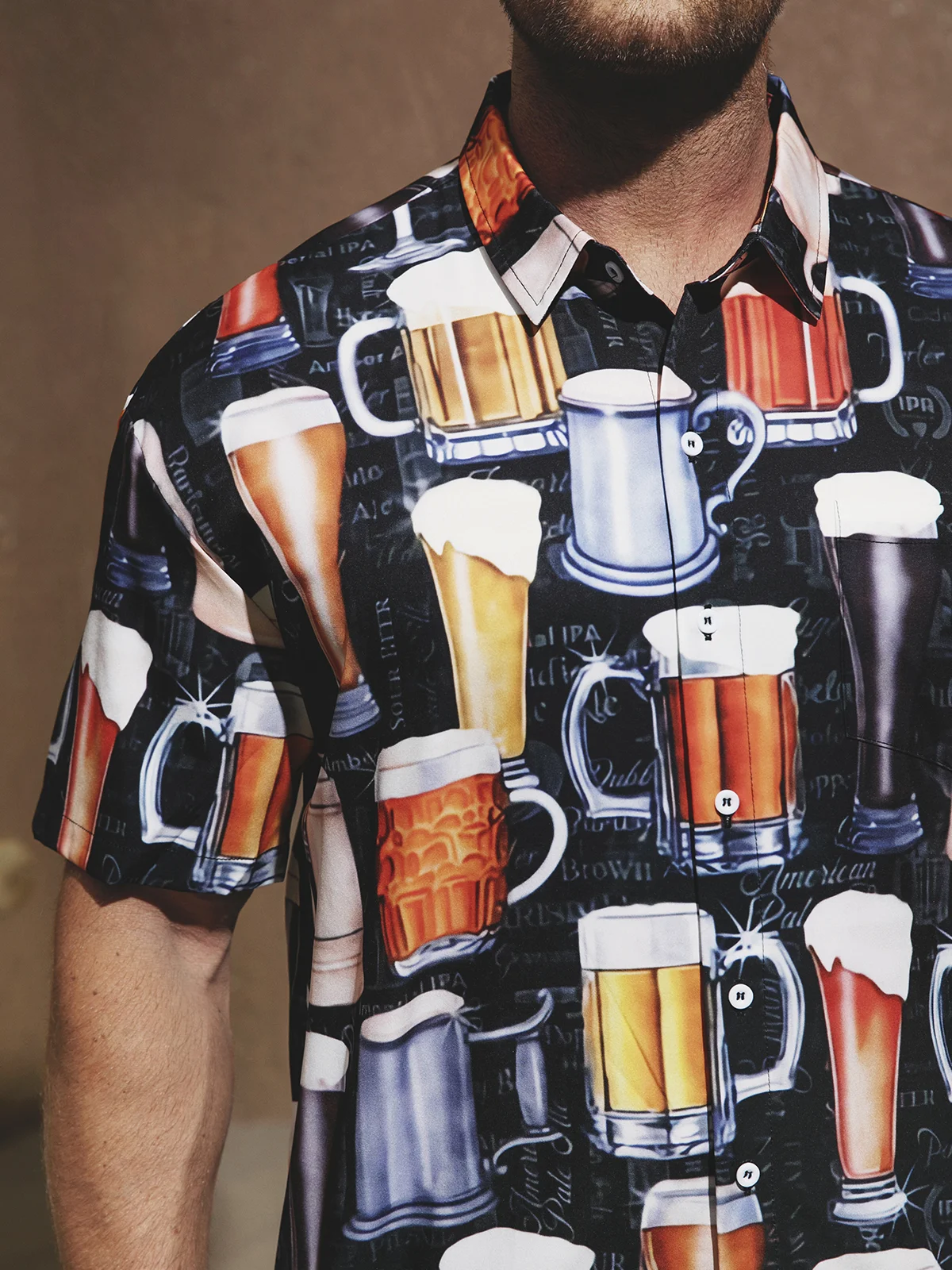 Beer Chest Pockets Short Sleeve Casual Shirts