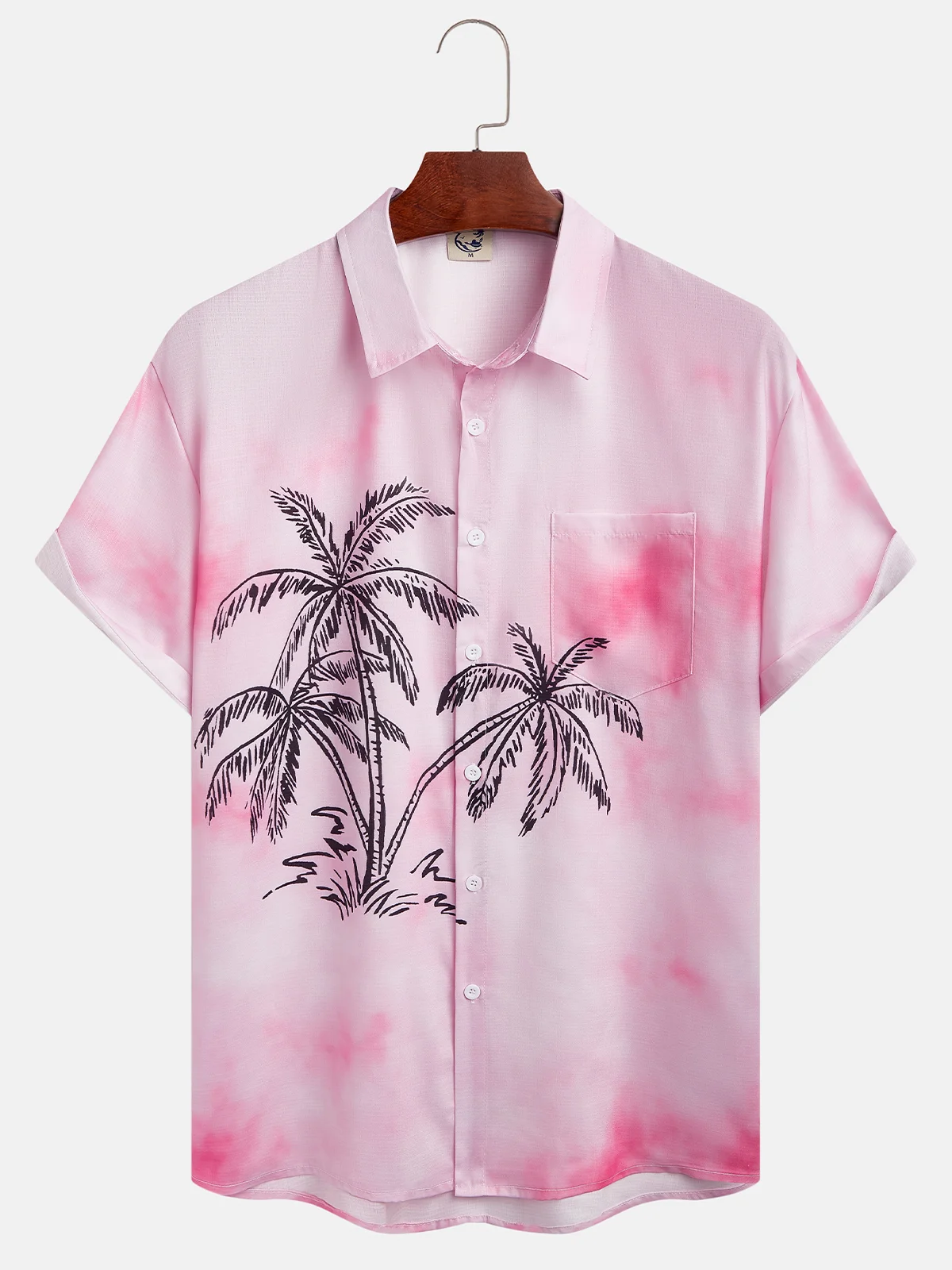 Ombre Coconut Tree Chest Pocket Short Sleeve Resort Shirt