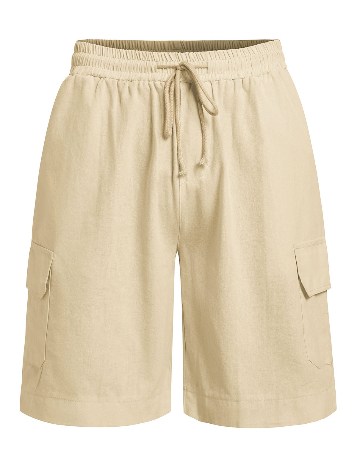 Hardaddy Men's Linen Shorts Multi-Pocket Tie Cargo Pants