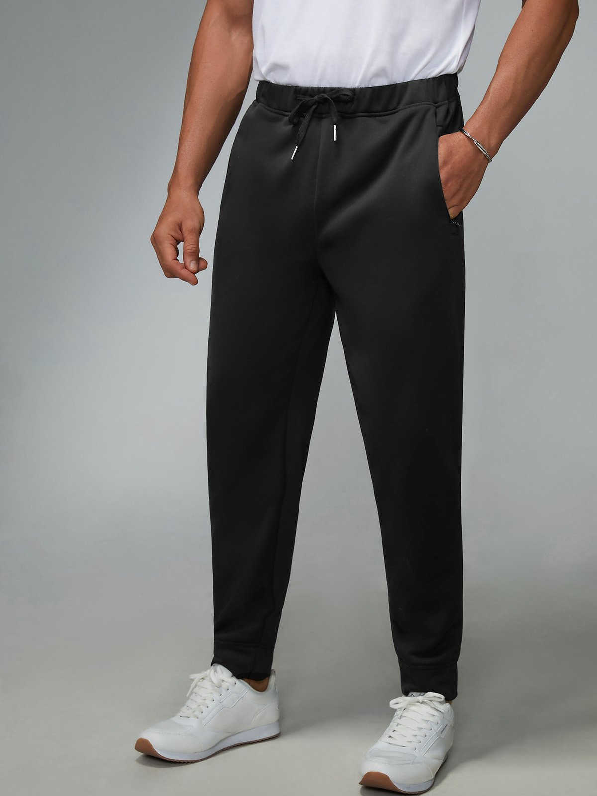 Plain Elastic-Waist Sweatpants