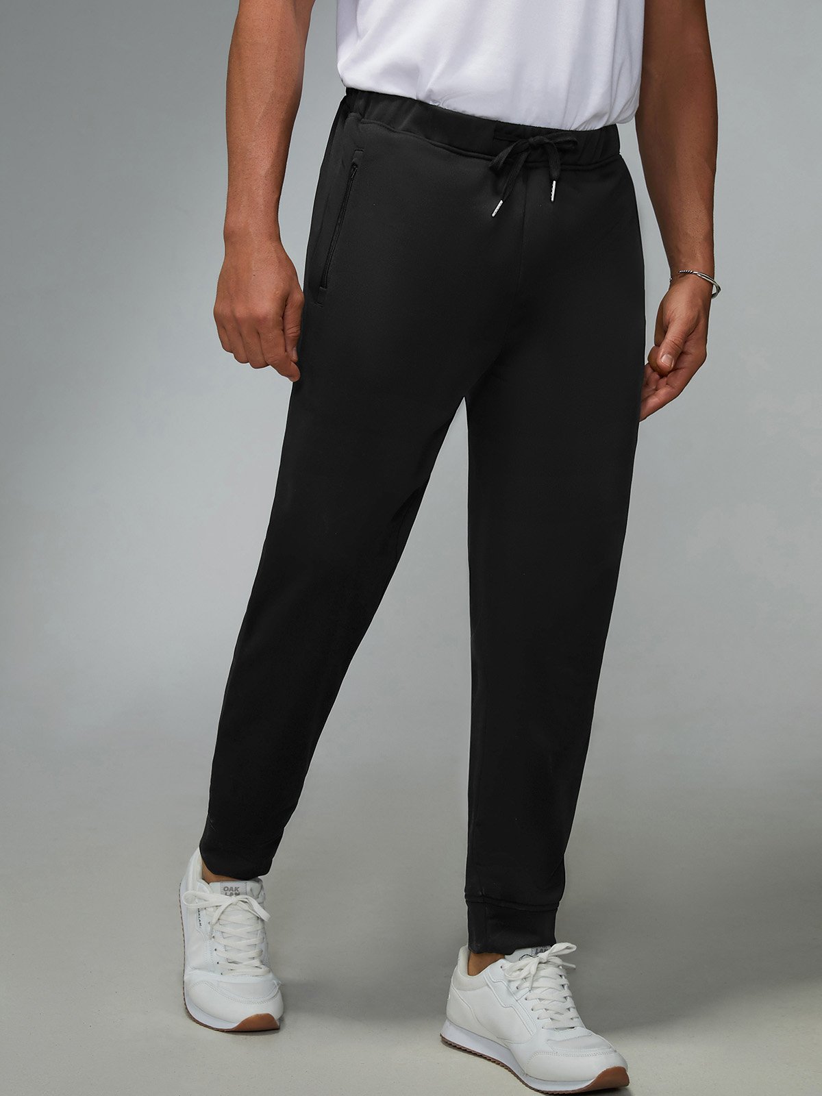 Plain Elastic-Waist Sweatpants