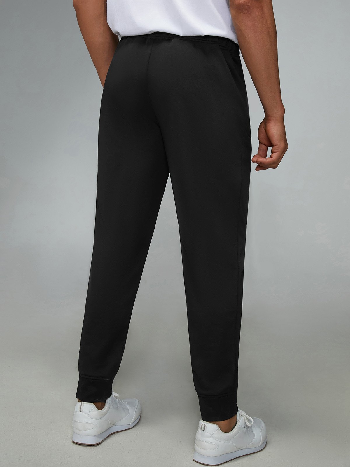 Plain Elastic-Waist Sweatpants