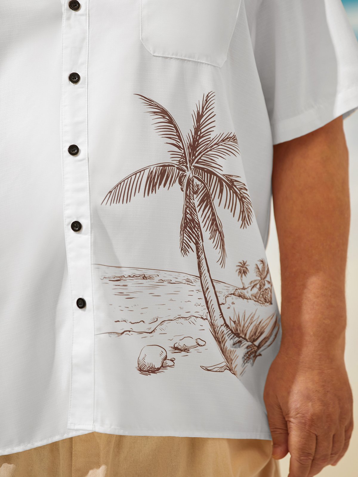 Hardaddy Big Size Coconut Tree Chest Pocket Short Sleeve Resort Shirt