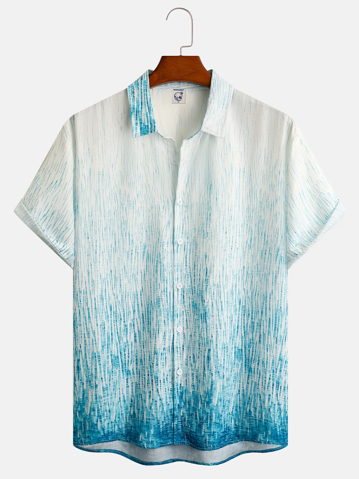 Hardaddy Geometric Abstract Chest Pocket Short Sleeve Casual Shirt