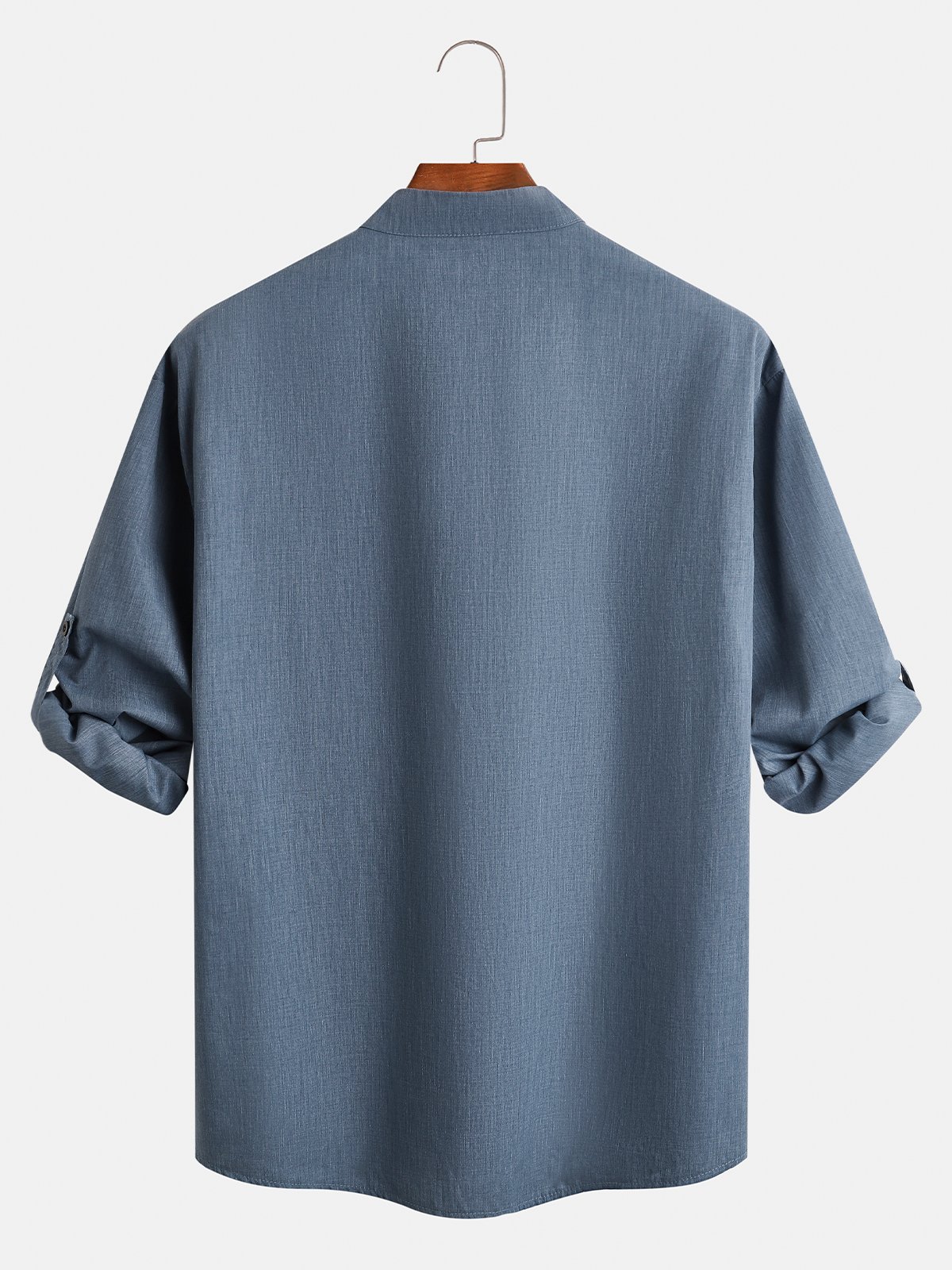 Hardaddy Plain Long Sleeve Chest Pocket Casual Henley Shirt