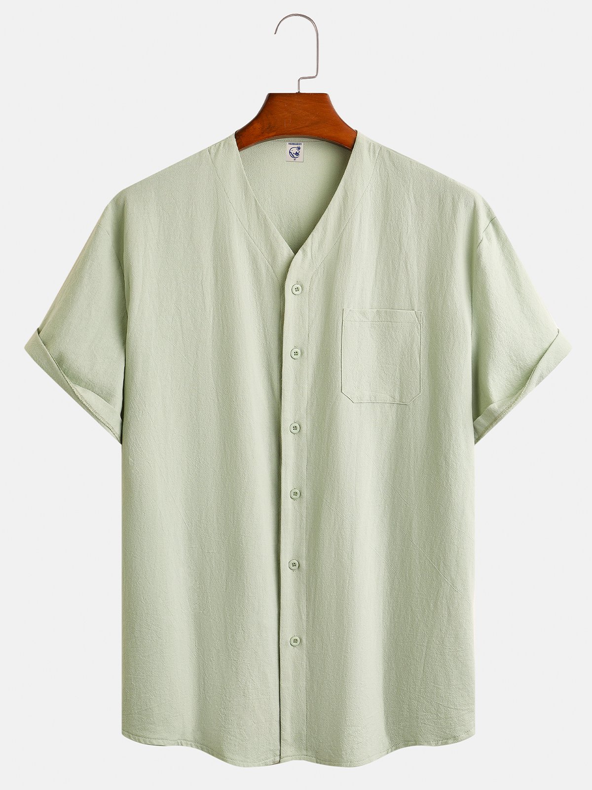 Cotton Plain Short Sleeve Casual Shirt