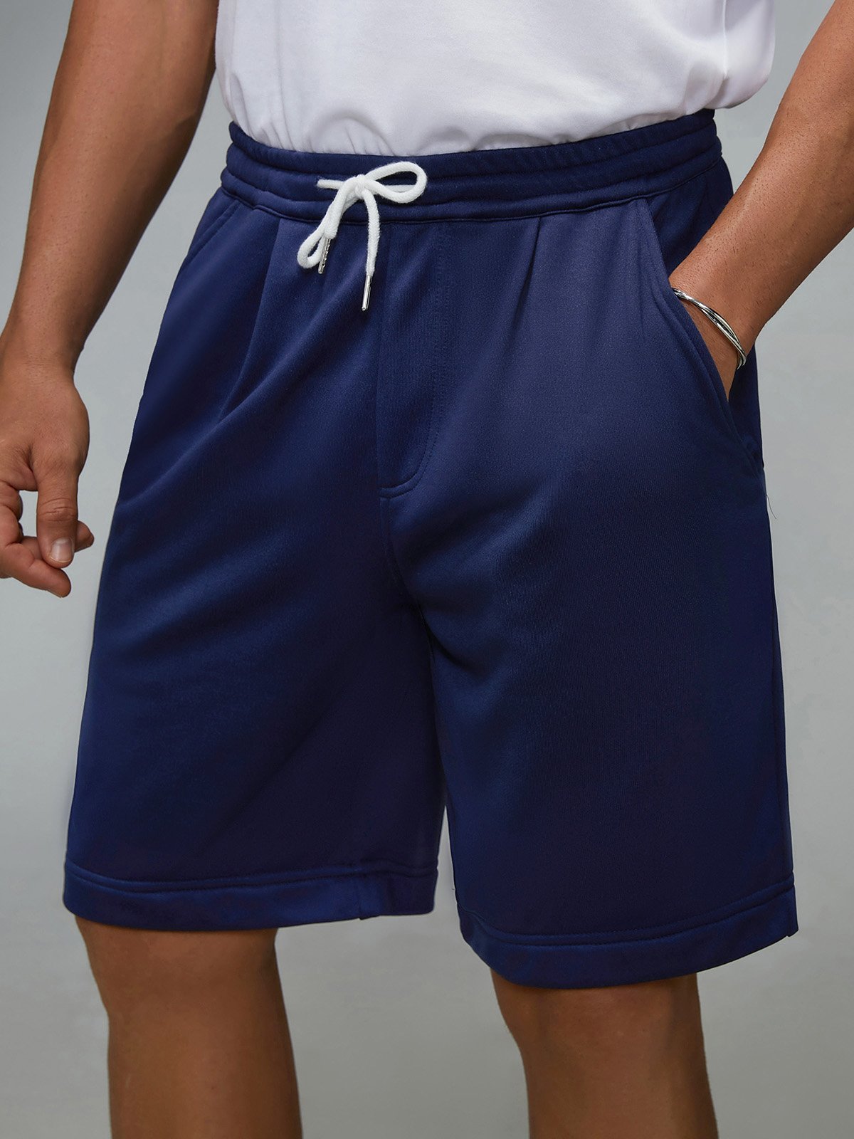 Plain Elastic-Waist Sweatshorts