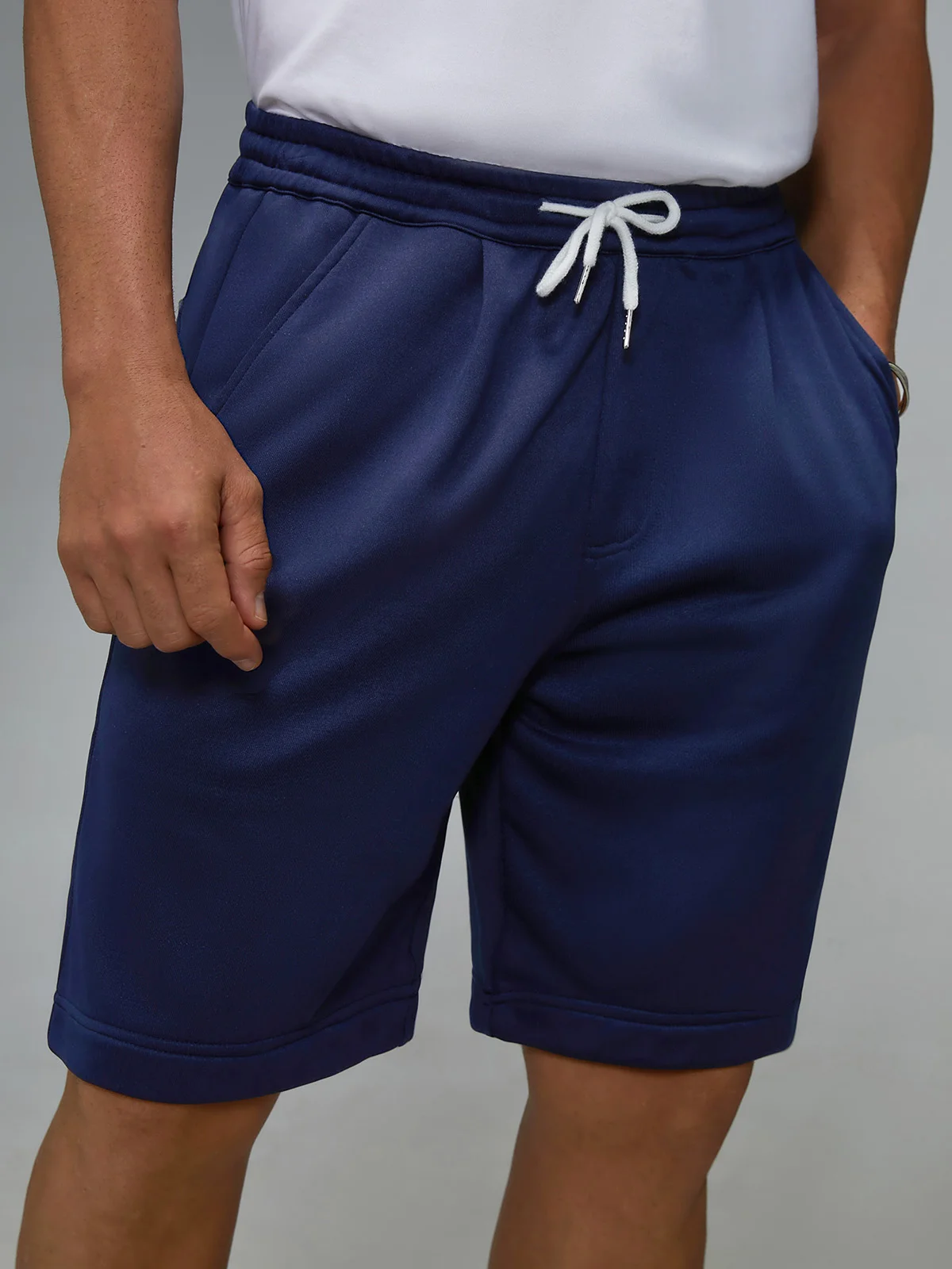 Plain Elastic-Waist Sweatshorts