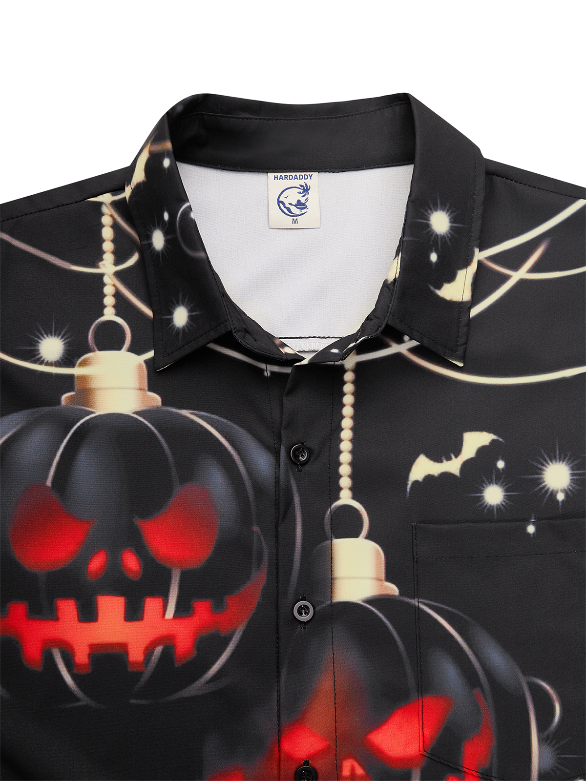 Halloween Pumpkin Chest Pocket Short Sleeve Shirt