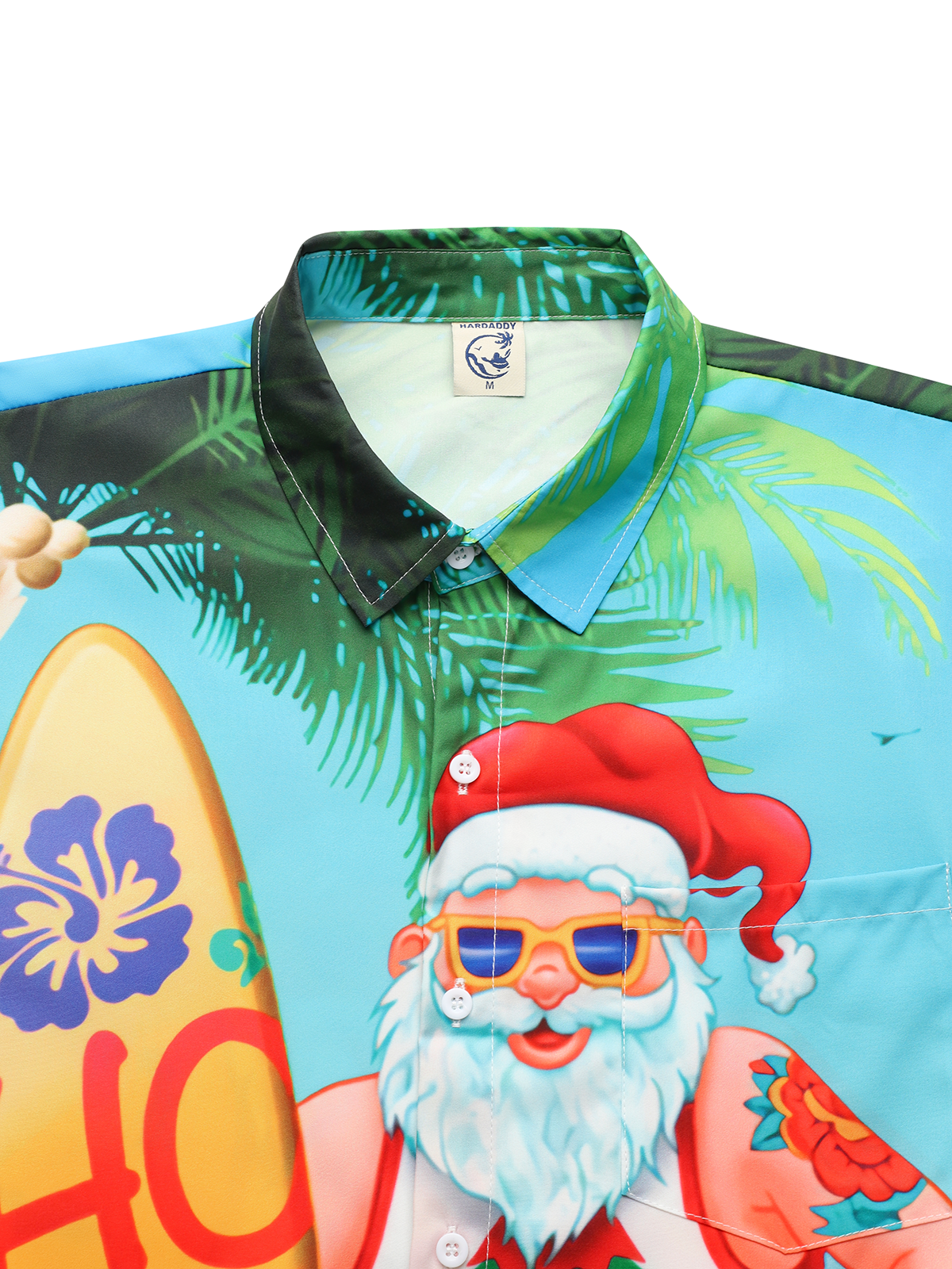 Santa Claus Chest Pocket Short Sleeve Hawaiian Shirt