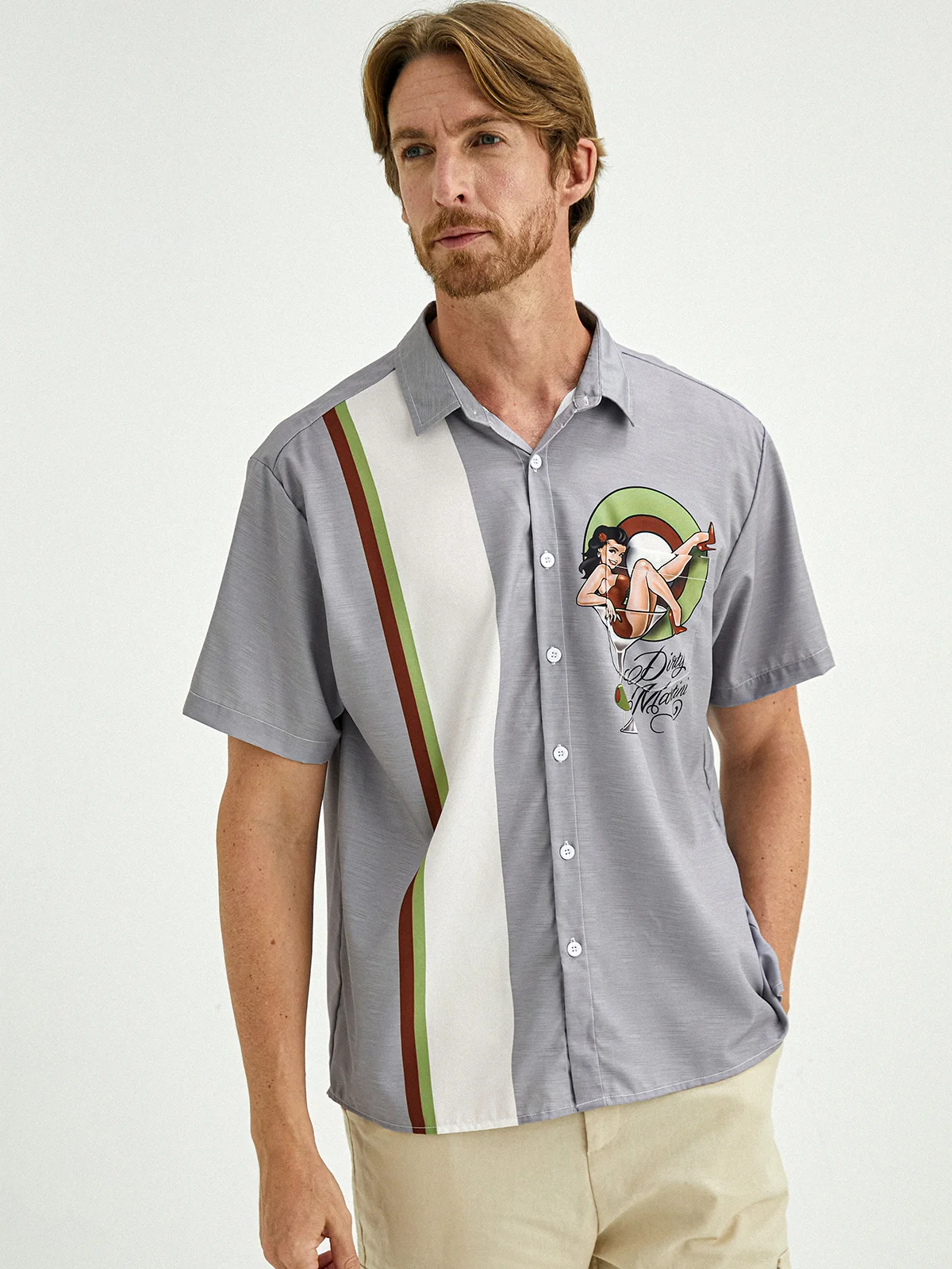 Vintage Beauty Chest Pocket Short Sleeve Bowling Shirt