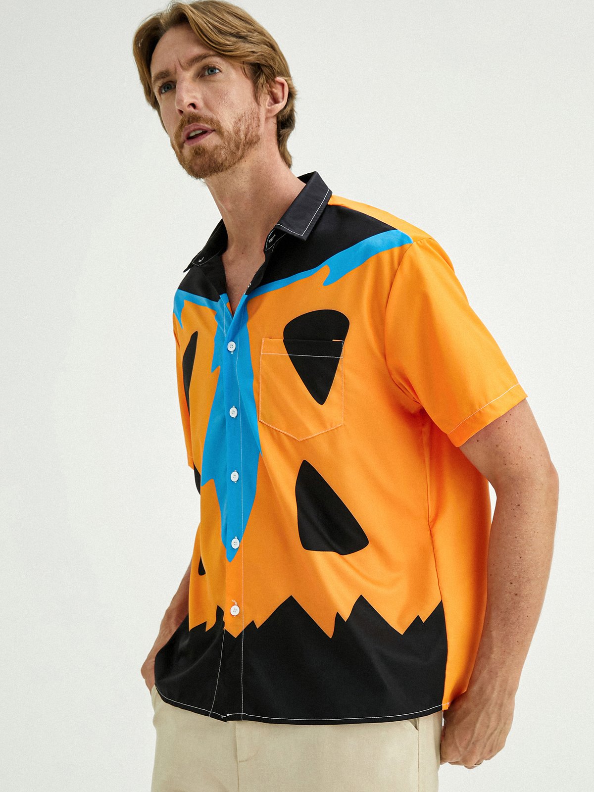 Creative Chest Pocket Short Sleeve Casual Shirt