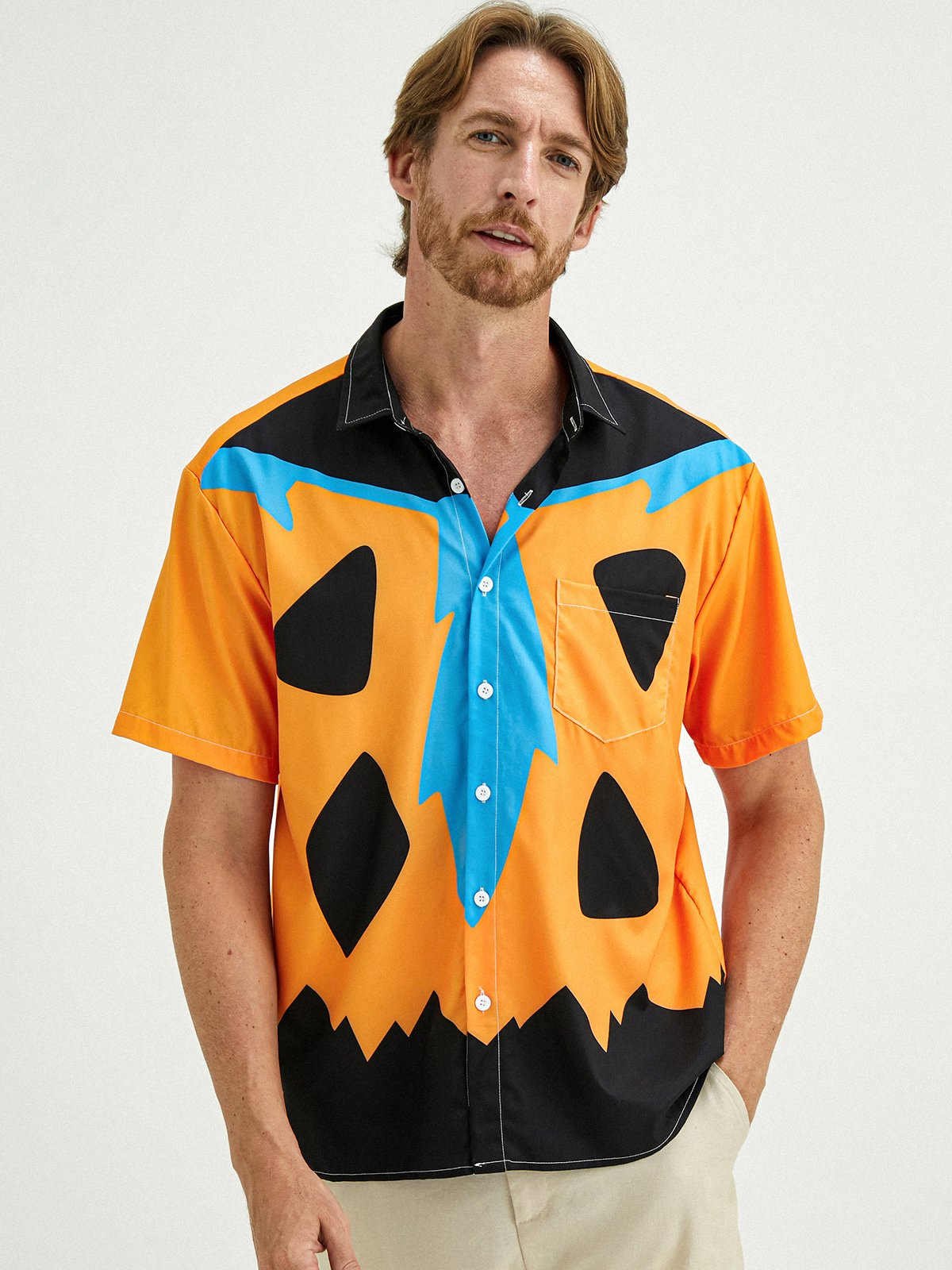 Creative Chest Pocket Short Sleeve Casual Shirt